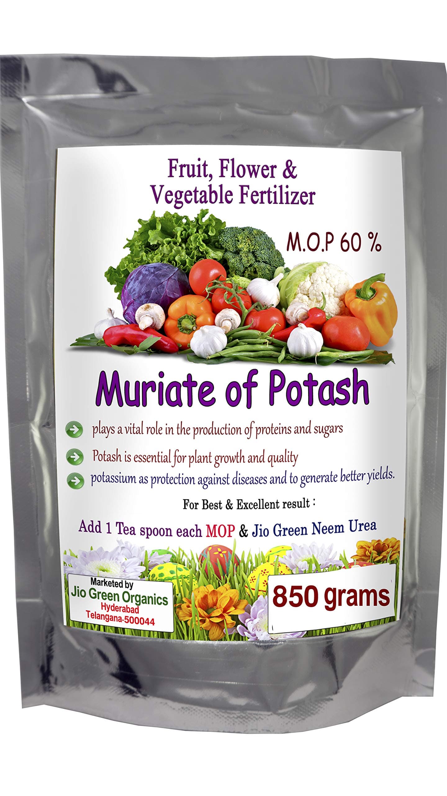 Jio Green garden Store MOP Muriate of Potash 850 Grams Multi Purpose Fertilizer Potash 60%