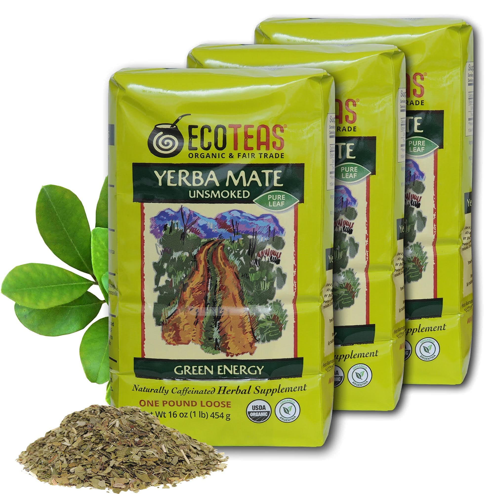 ECOTEAS TEA,OG1,YERBA MATE,LSE,PL, 1 LB (6-Pack)