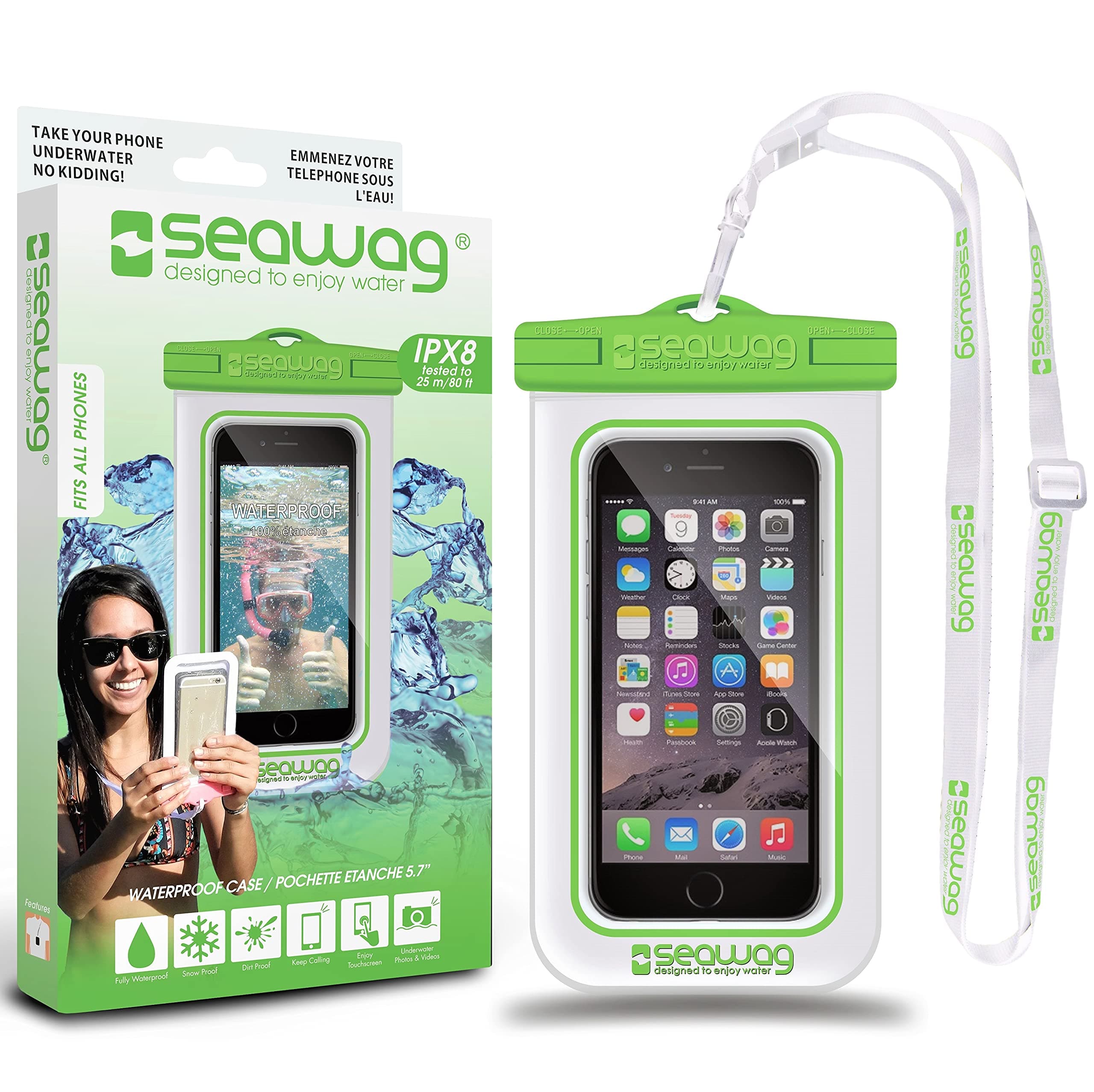 Seawag Universal Waterproof Case for Smartphone 5.7" (White/Green)