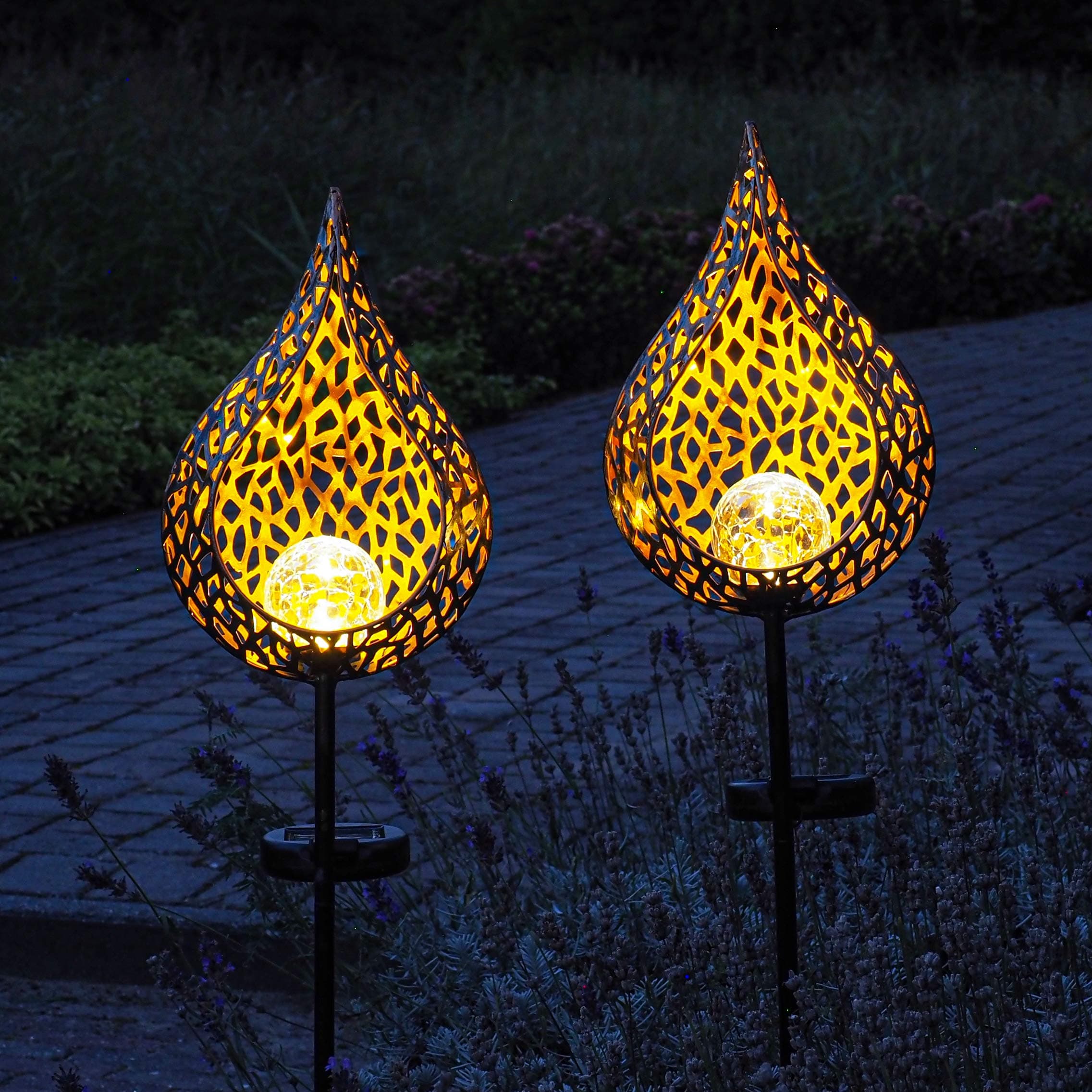 Gadgy Solar Lantern for Outdoors - Set of 2 Solar Lights Outdoor Garden - Solar lamp - Garden Solar lamp for Sustainable Lighting - Solar Lights for Garden Waterproof