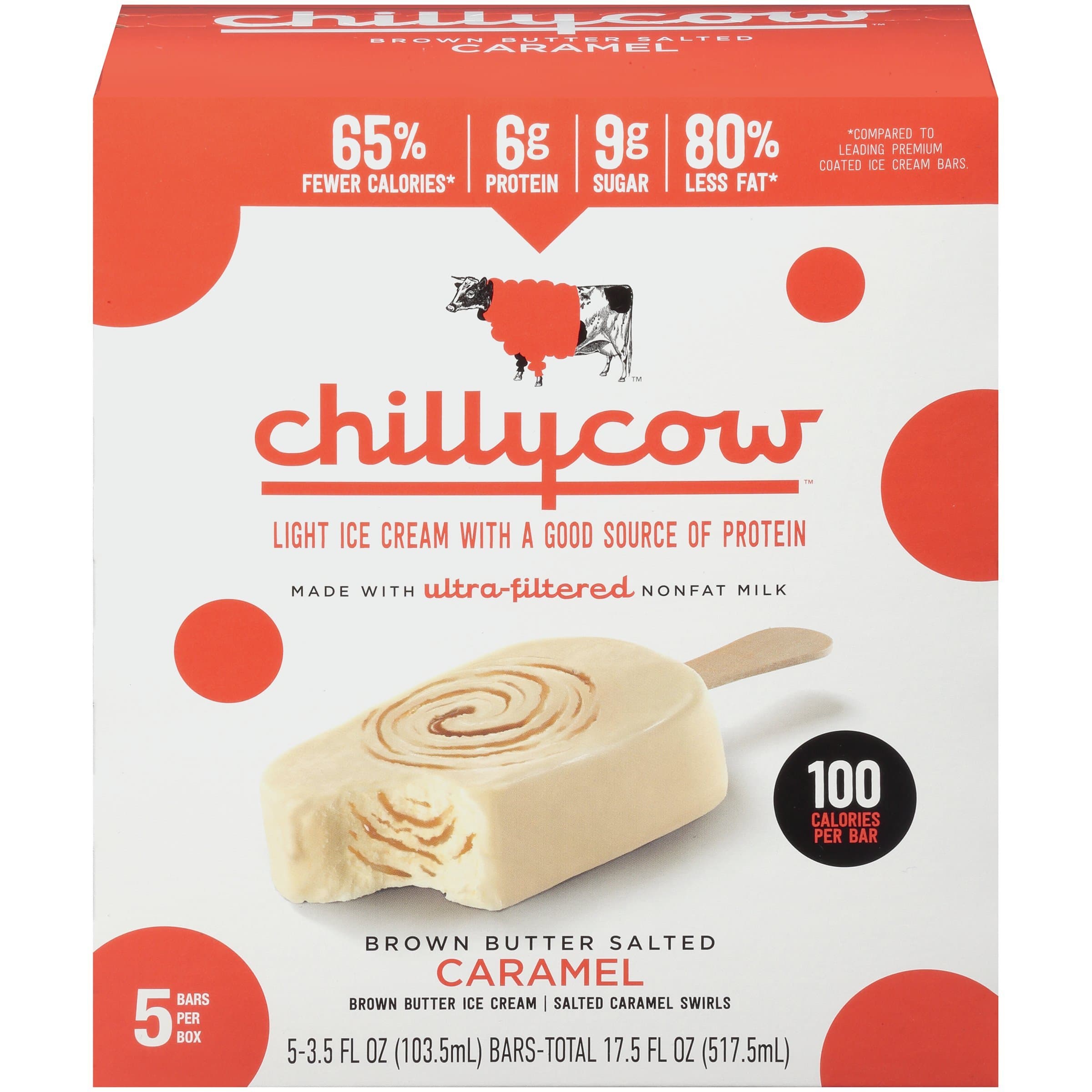 Chilly Cow Brown Butter Salted Caramel Light Ice Cream Bars, 5 Ct (frozen)