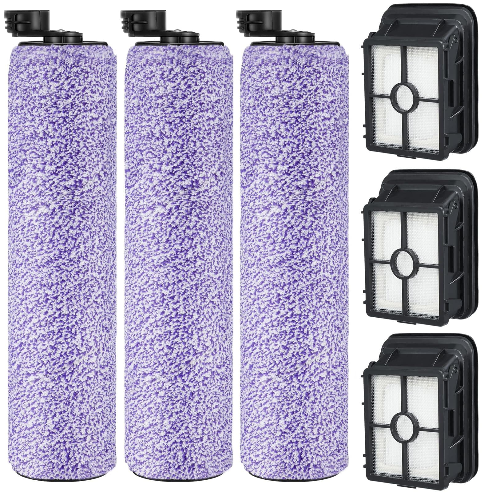 3 Pack Multi-Surface Pet Brush Rolls 2788 and Vacuum Filters 1866 Compatible with Bissell CrossWave Max 2554 2554A 2590 2593 2596, HydroSteam 35151 3515 35152 3513 3518 Vacuums, Part 1618641, 1608684
