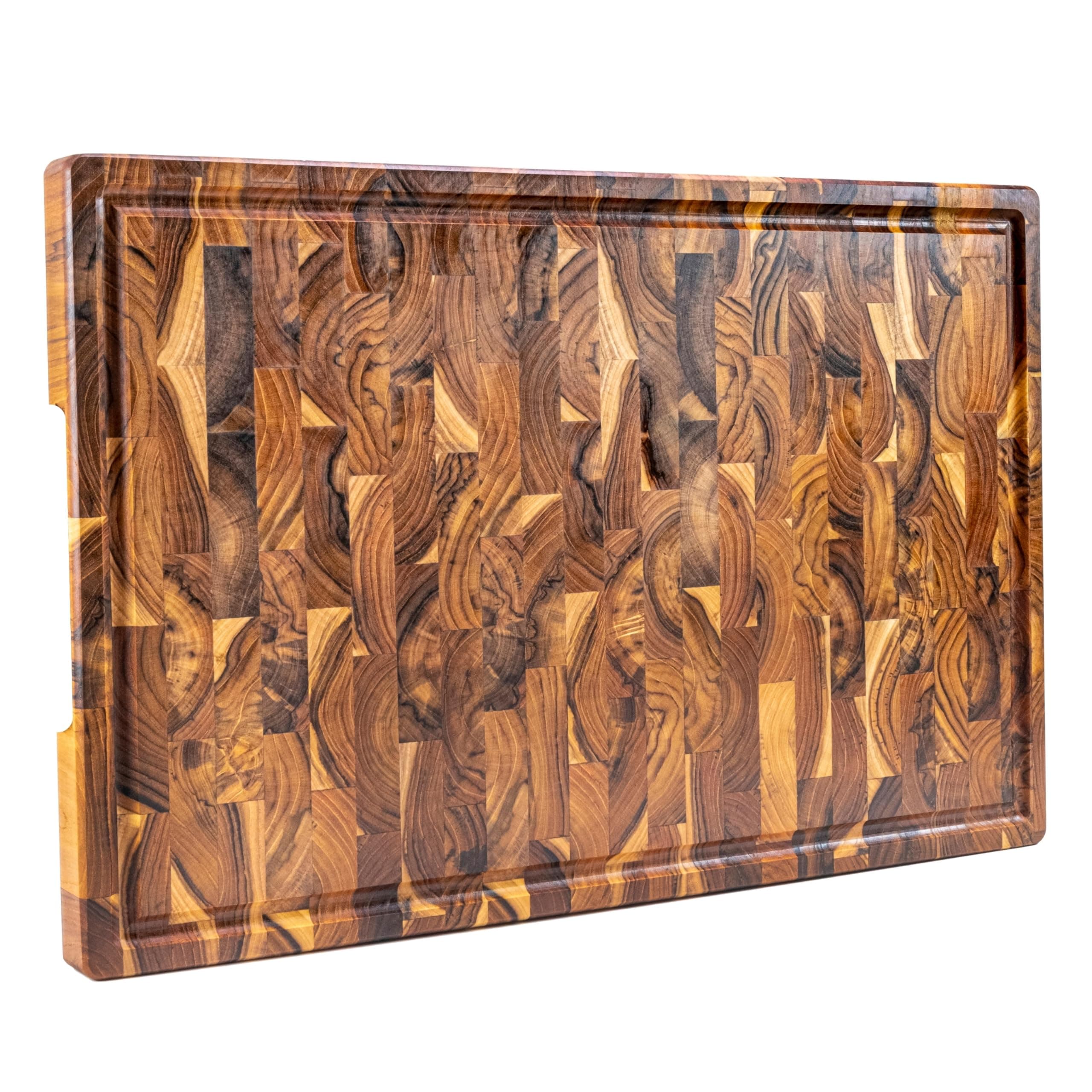 Erreke Extra Large End Grain Teak Wood Cutting Board, 23x15x1.3 in, High Durability Big Size, Non-Slip Feet, Juice Groove, Chopping or Serving Meat Cheese Bread, Gift Box included
