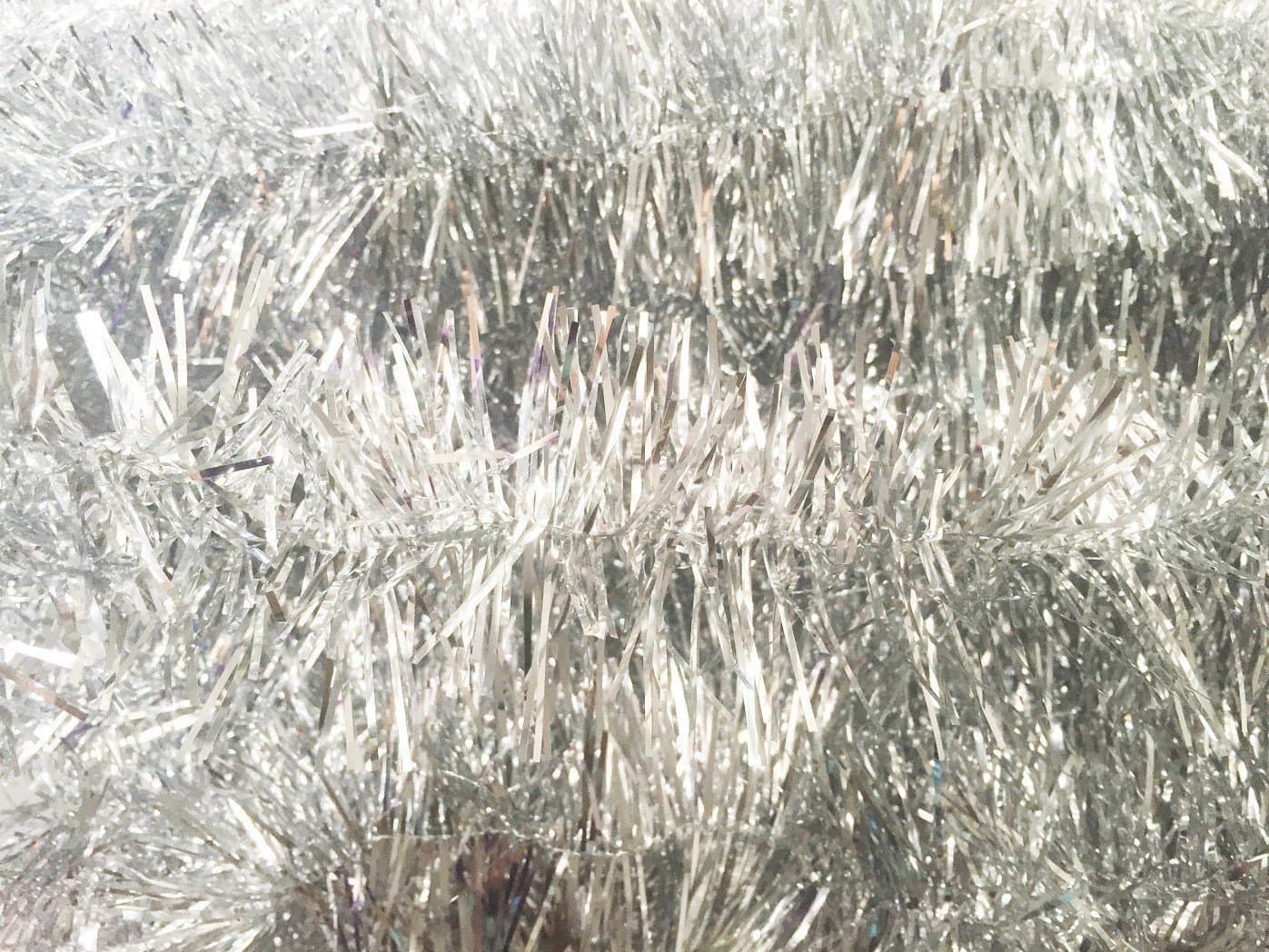 Carykon Elegant Hanging Sparkly Tinsel Garland for Christmas Tree Decoration, 5 Pcs, Each 3 Inch W x 6 Feet L, Holiday Decoration (Silver)