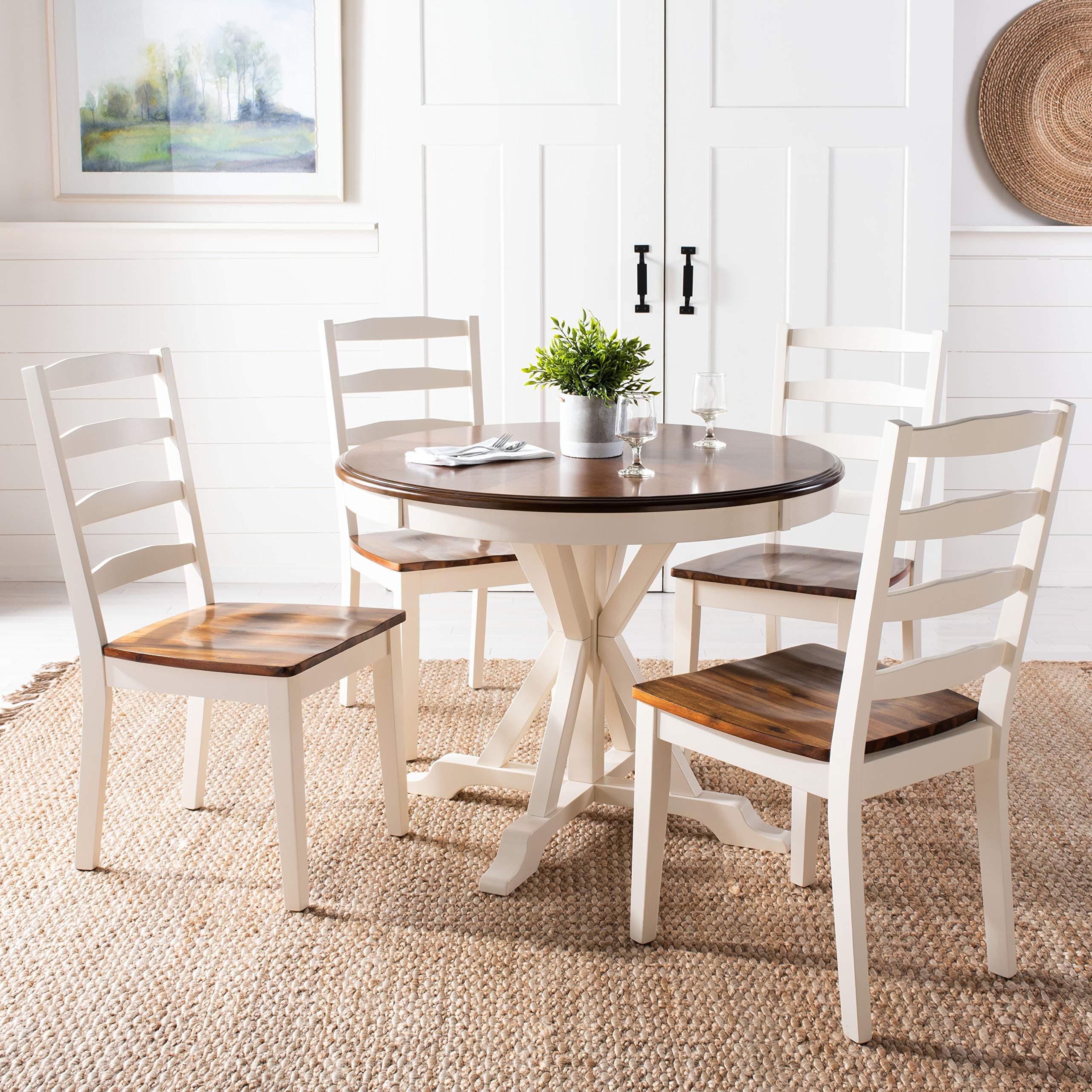 Safavieh Home Shay White and Natural 5-piece Dining Set