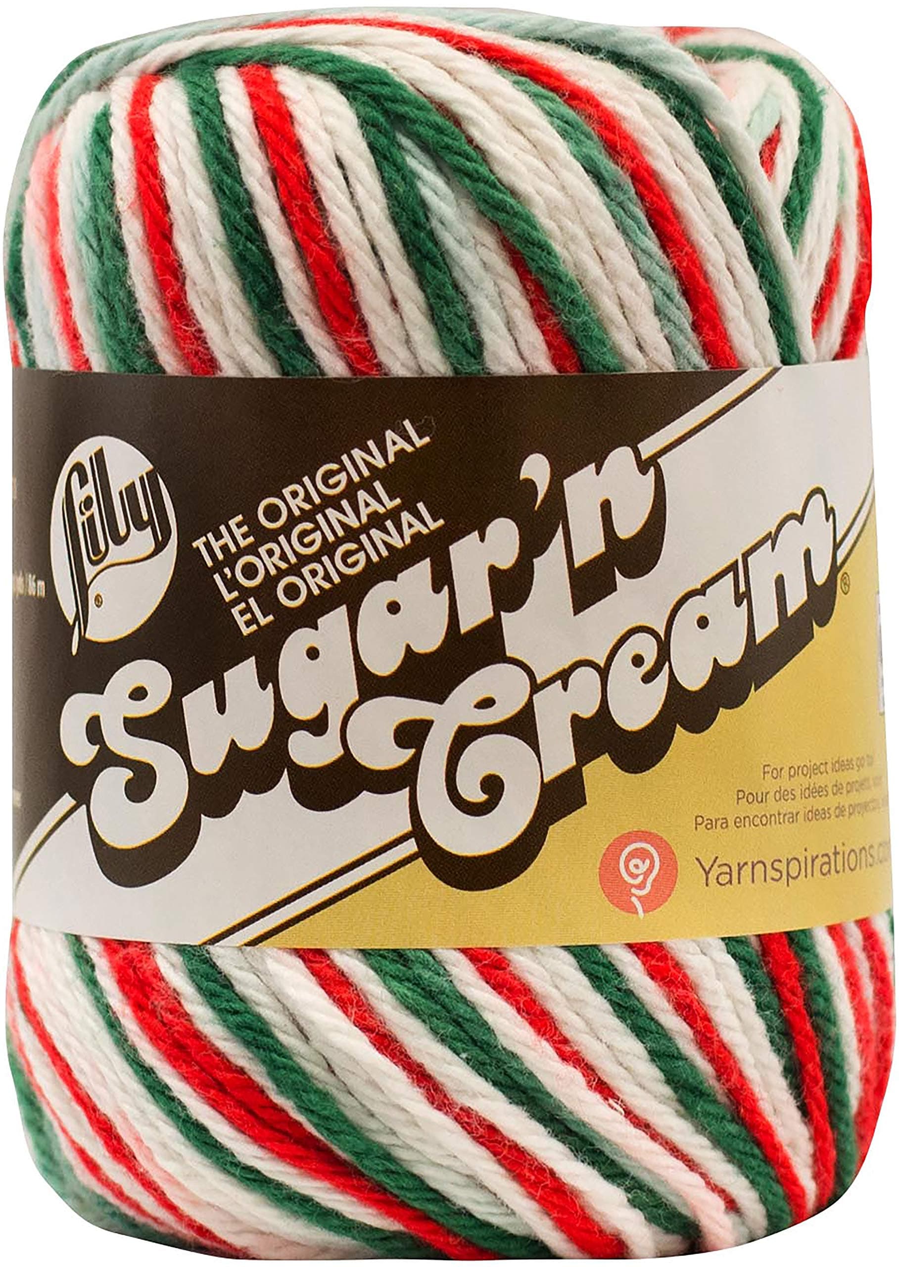 Sugar 'N Cream The Original Ombre Yarn, 2oz, Gauge 4 Medium, 100% Cotton, Mistletoe - Machine Wash & Dry