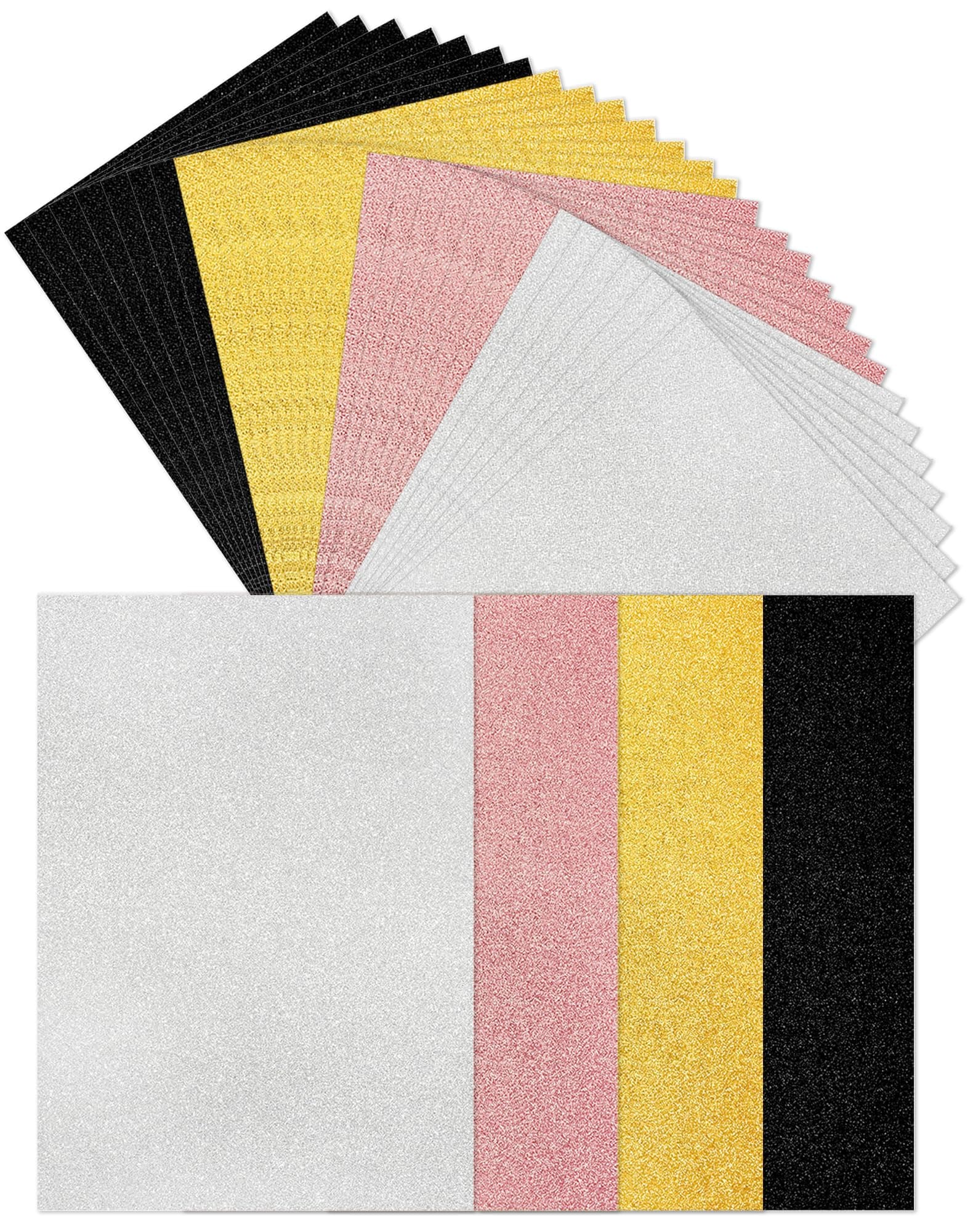 Cinvo 32 Pack Glitter Cardstock Paper Sheets A4 Thick Cardstock Foil 250 GSM Colored Sparkly Paper for Cricut Scrapbook Poster Cardboard Party Decor DIY Craft (8.5" x 11", 4 Classic Colors)