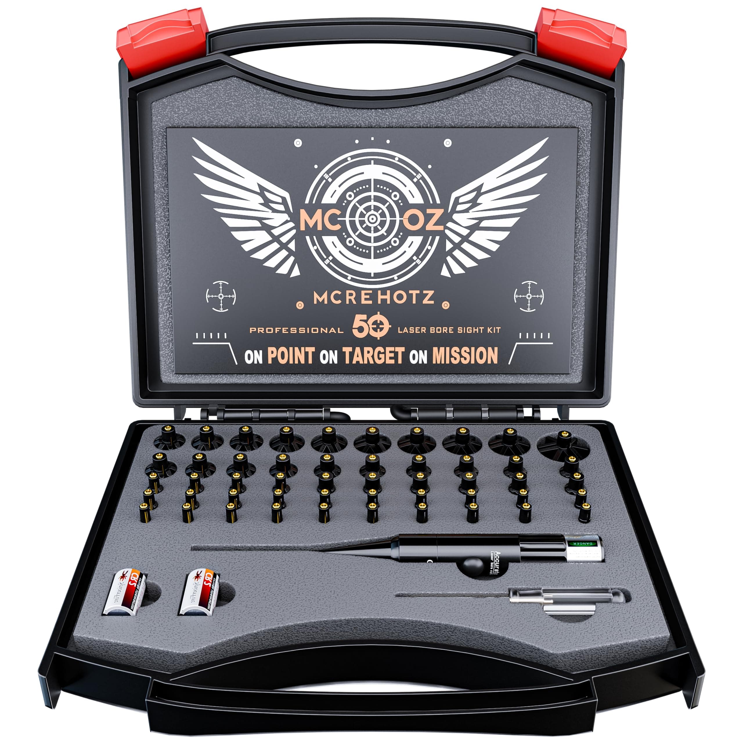 Professional Laser Bore Sighting Kit： Green or Red Bore Sight with 50 Adapters - Multiple Caliber Bore Sighter Perfectly Choice for All Gun - .17 Cal to 12GA Rifle Pistol Boresighter