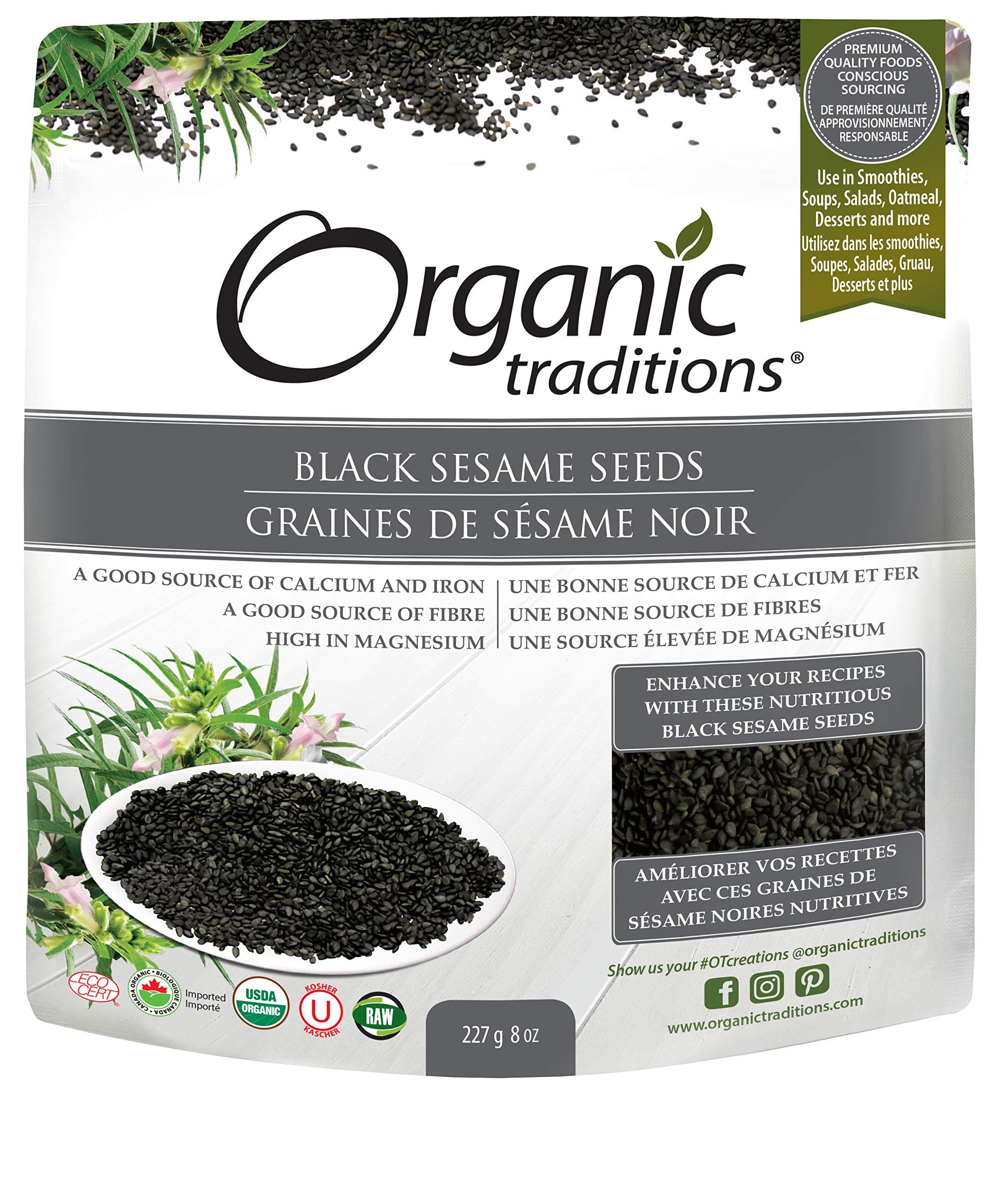 Organic Traditions Black Sesame Seeds | 227 g | Quality Superfood | Rich in Calcium, Iron, and Magnesium