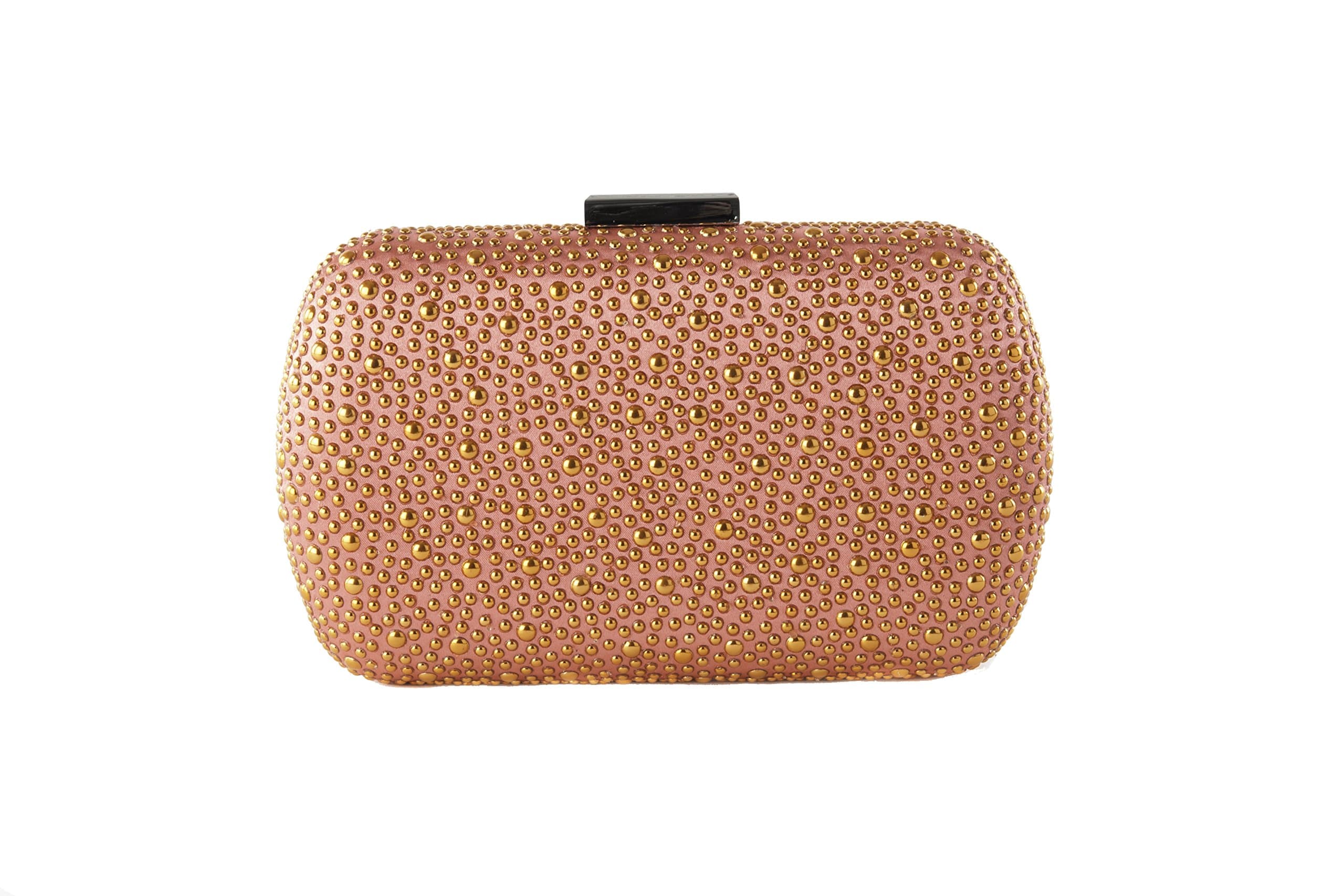 Anna Cecere - clucth satin with elegant micro studs, ideal for wedding and ceremonies - Peach