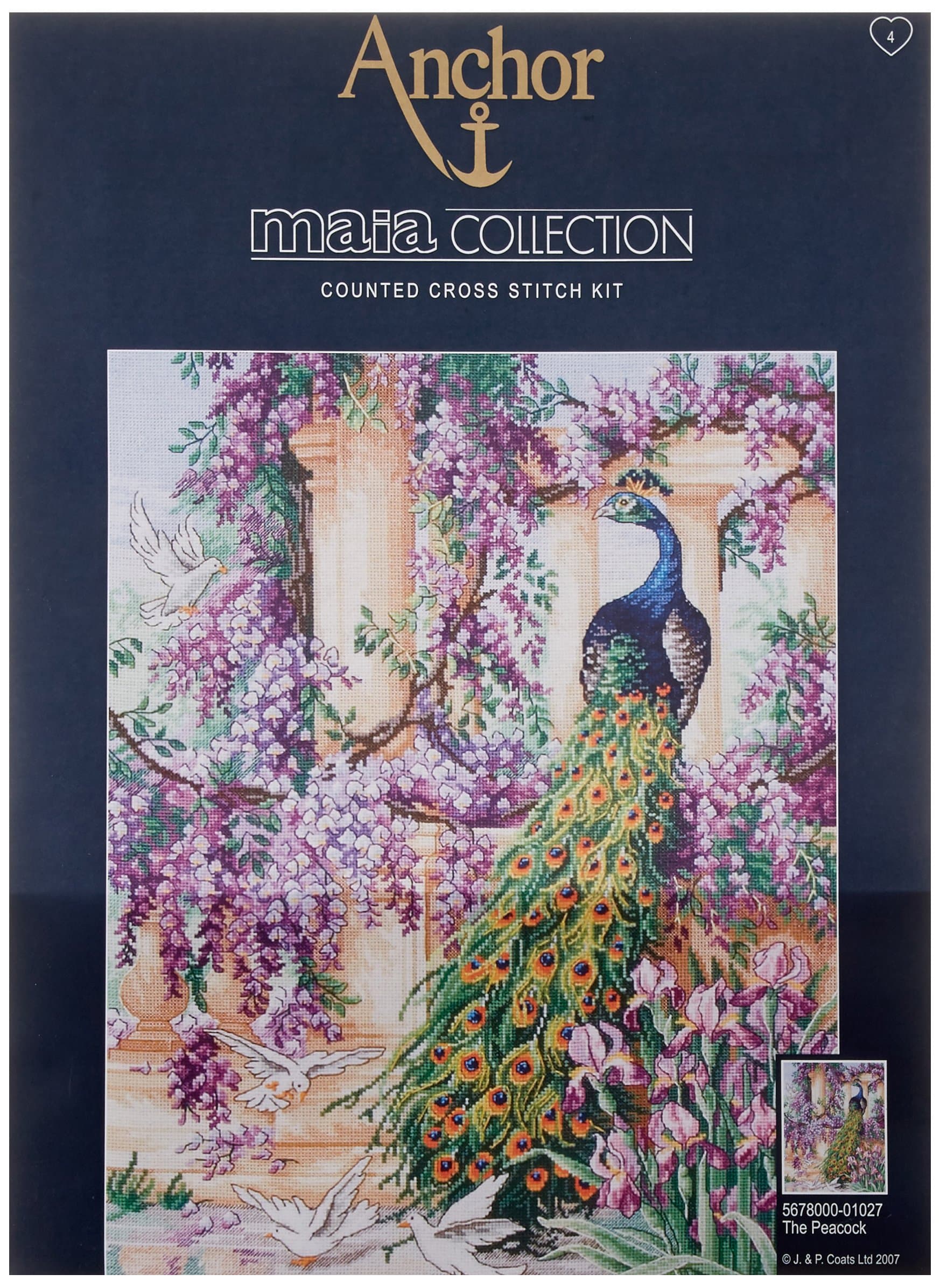 Anchor Maia The Peacock Counted Cross Stitch Kit, 16 by 12-Inch
