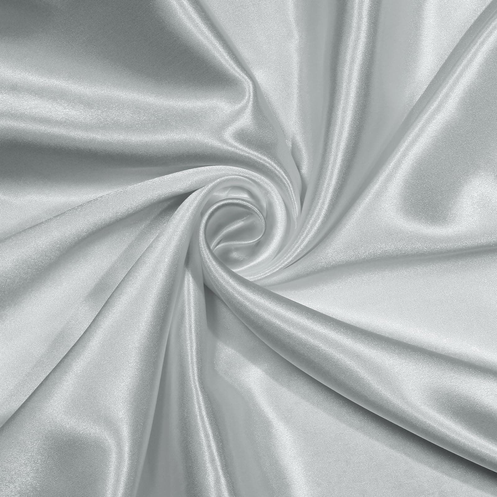 NSGZ Silver Grey Satin Fabric by The Yard, 2 Yards 60" Wide Silky Fabric, Solid Satin Cloth Fabric for Bridal, Wedding, Dress, Crafting, Decoration