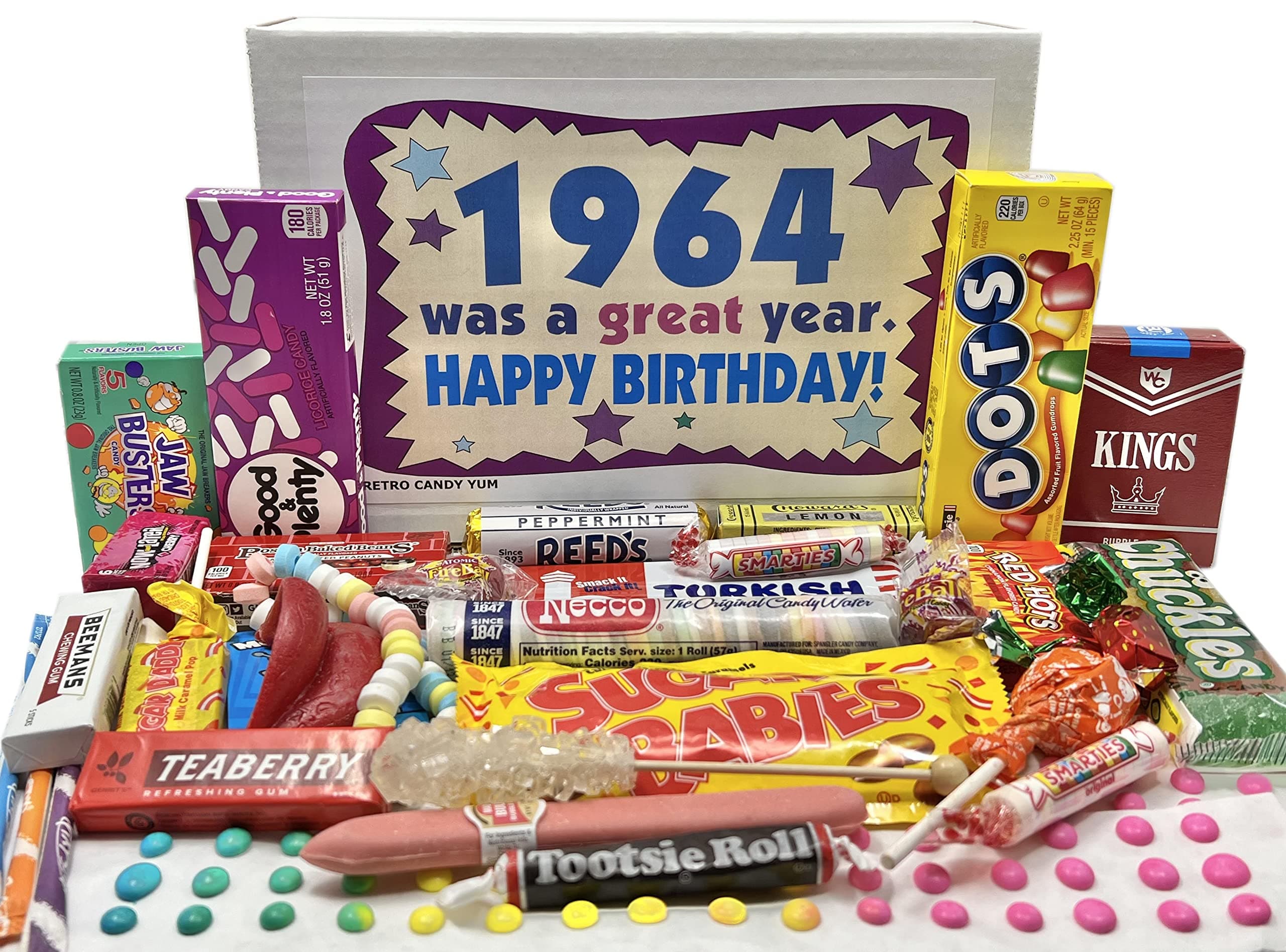 RETRO CANDY YUM ~ 1964 60th Birthday Gift Box Nostalgic Candy Mix from Childhood for 60 Year Old Man or Woman Born 1964 Jr