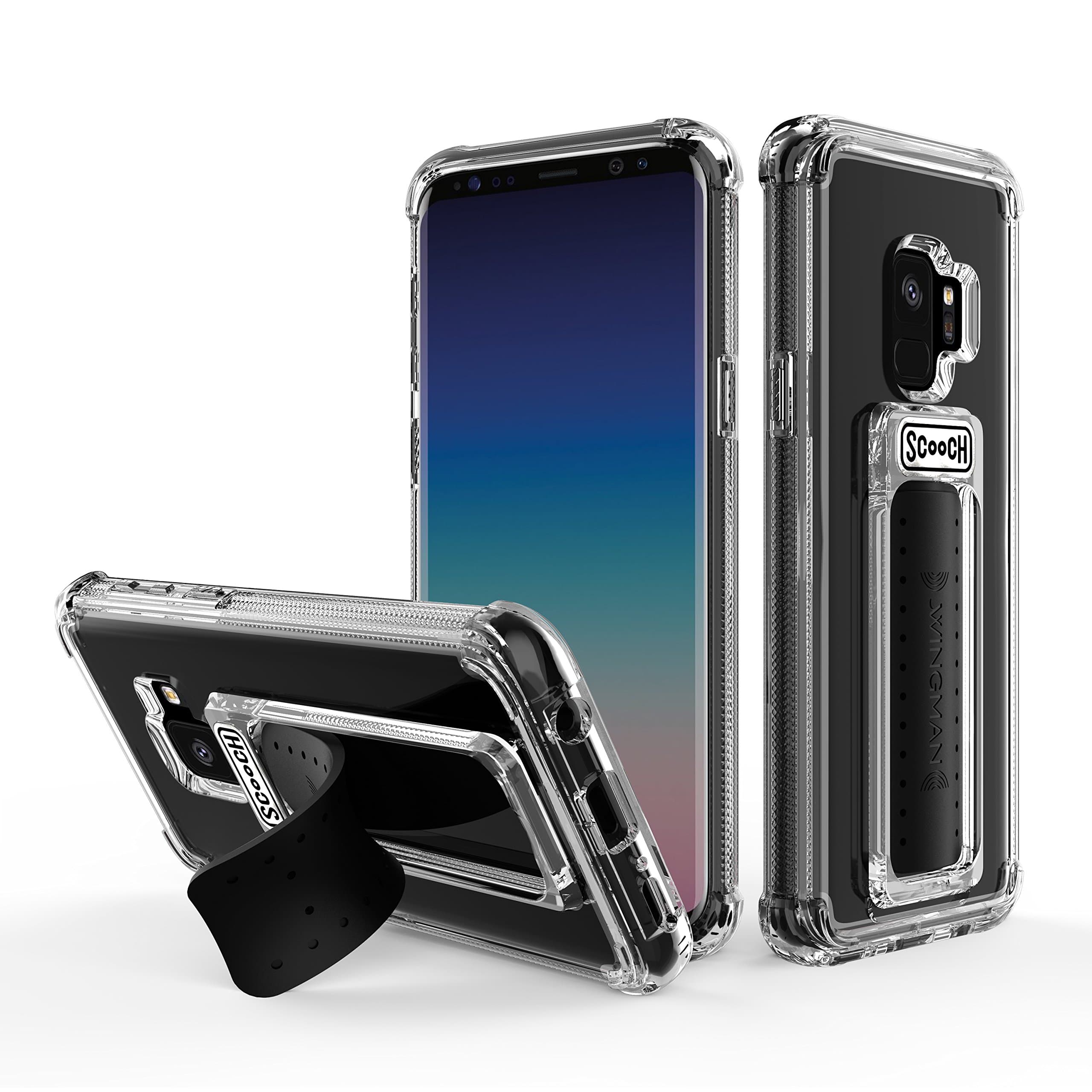 Wingman | Kickstand Case for Samsung Galaxy S9 [10 ft Drop Protection] [Two-Way Stand] Shockproof Protective Cover & Compatible with Magnetic Car Mounts (Clear)