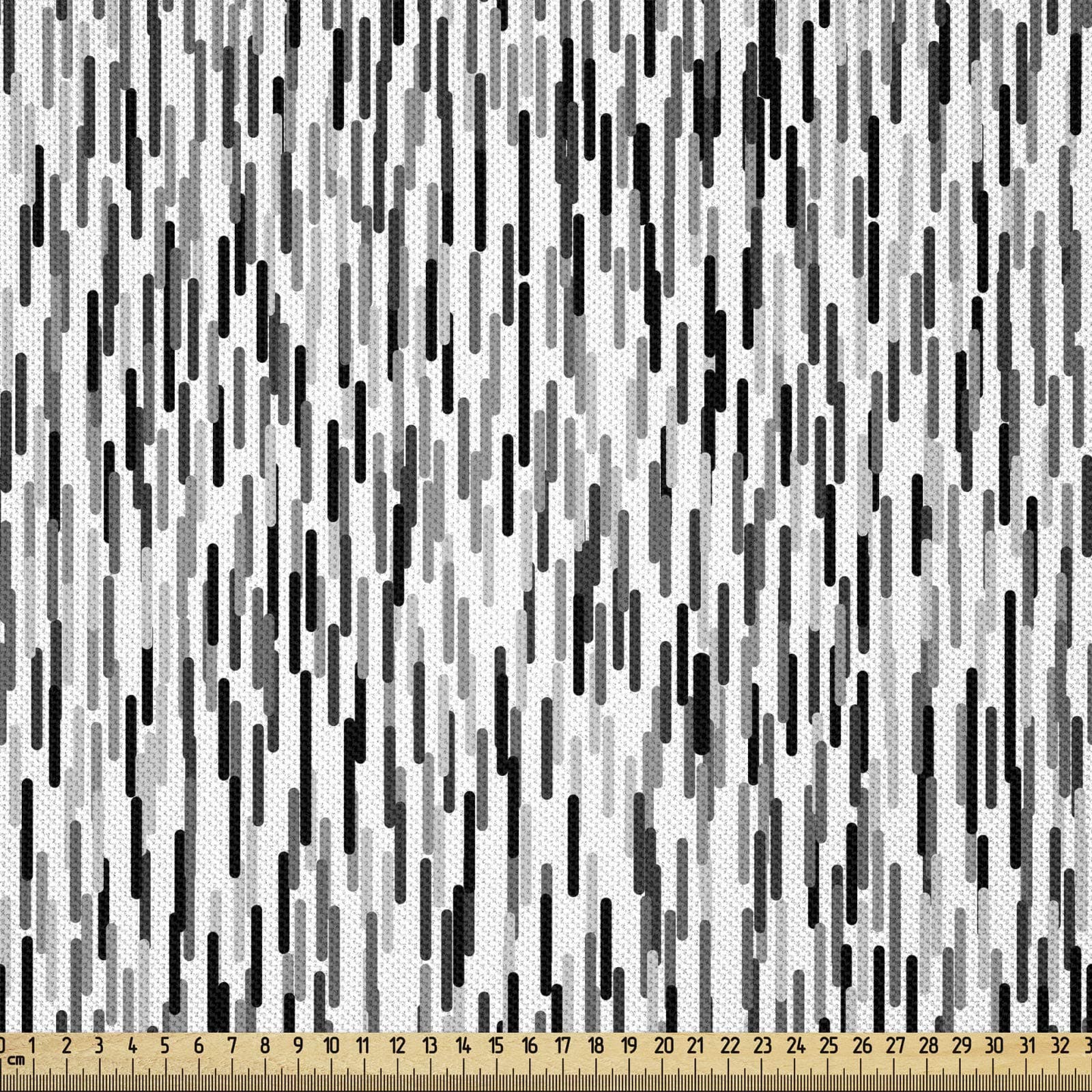 ABAKUHAUS Abstract Fabric by The Yard, Scandinavian Pattern with Lines Geometrical Greyscale Design Simplistic, Microfiber Fabric for Arts Crafts Textiles Decor 3M (148x300cm), Black Grey White