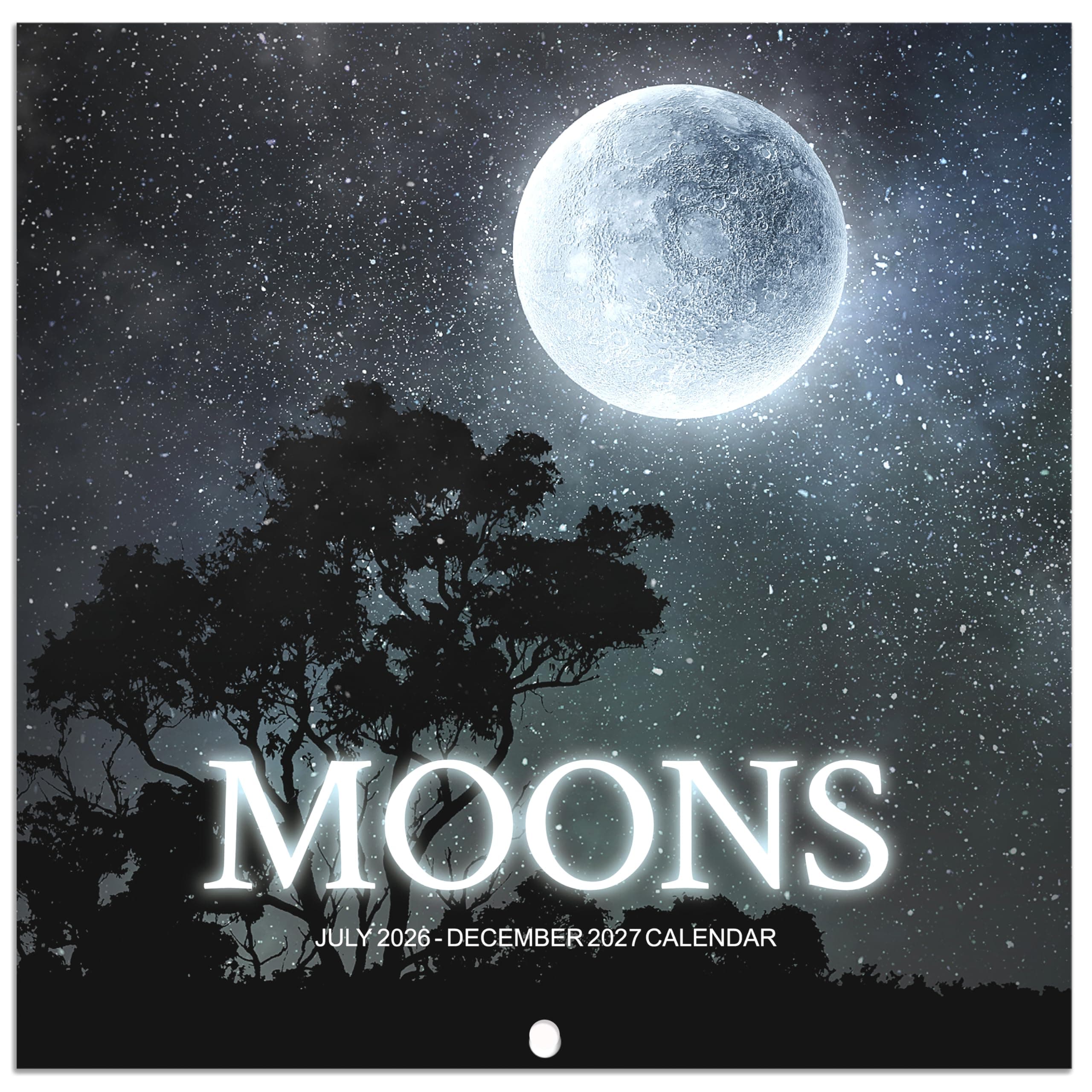 Calendar 2026-2027 - Wall Calendar 2026-2027, Jul 2026 - Dec 2027, 12'' × 24''(Open), 18 Months Calendar with Moon Phases, Hanging Holes, Large Blocks, Perfect for Organizing & Planning
