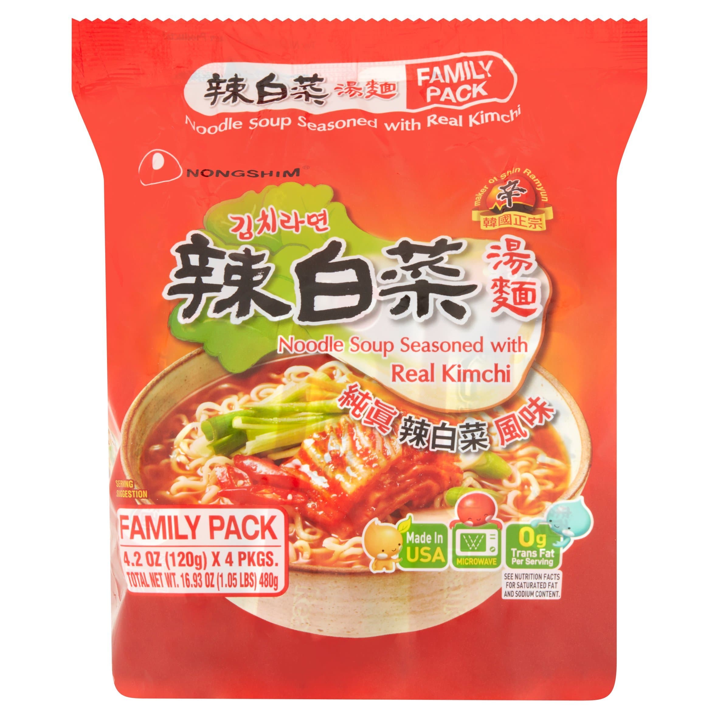Kimchi Noodle Soup / ???? 1 pack (4 pcs) : 4.2 oz(120 g)X 4 pcs.