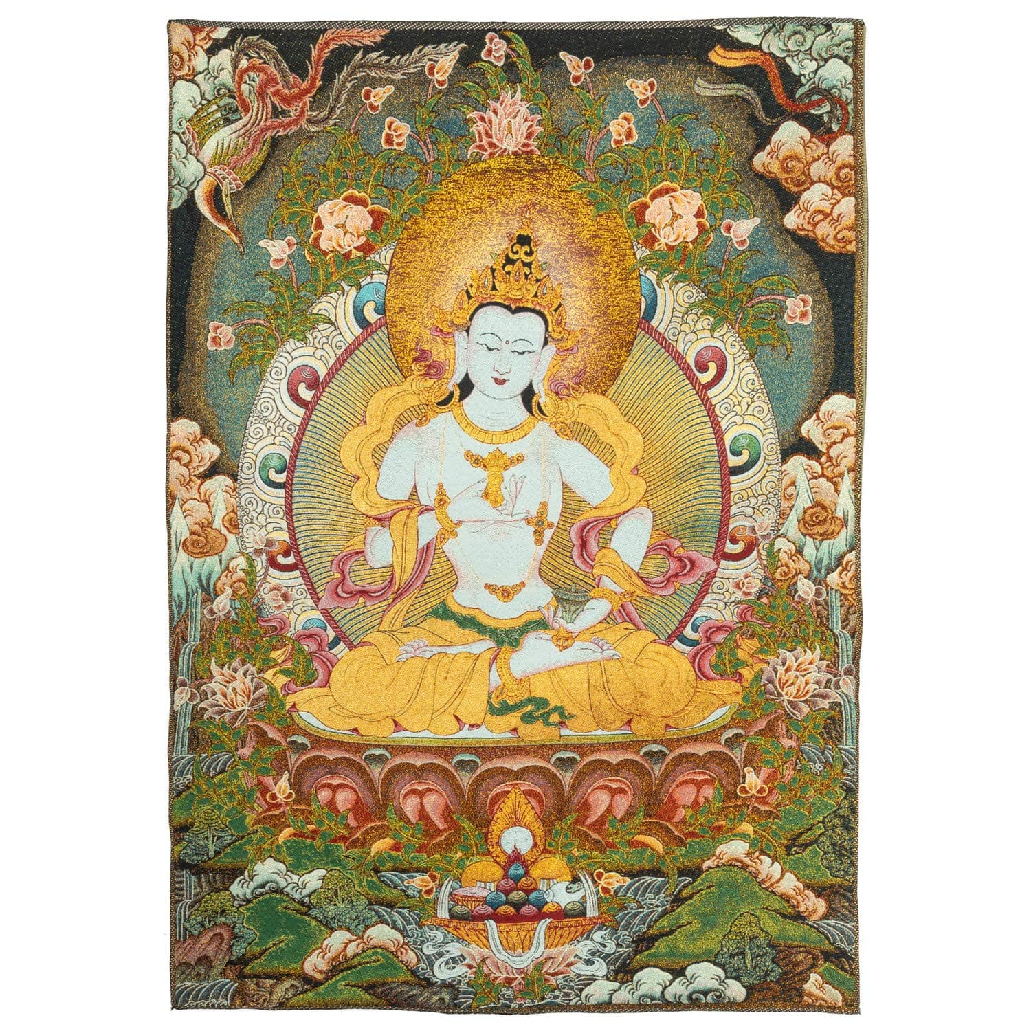 Prime Fengshui Feng Shui Silk Embroidery Tibetan Vajrasattva Thangka Tapestry Wall Hanging Wall Art for Home Décor Meditation