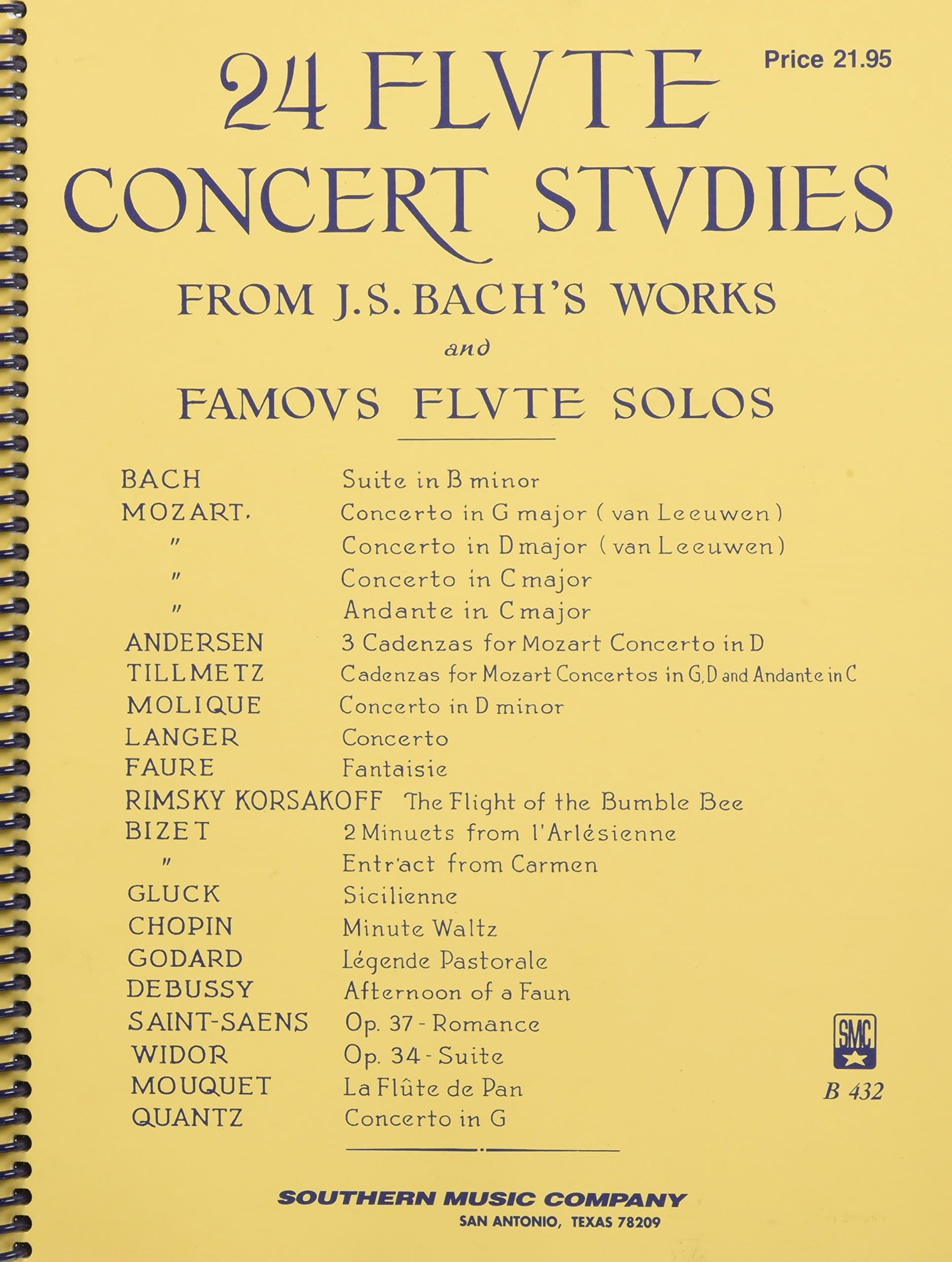 24 Flute Concert Studies | Advanced Classical Repertoire Collection for Flute Students | Includes Bach Mozart Debussy Bizet Ravel and More | Unaccompanied Flute Sheet Music Book for Study