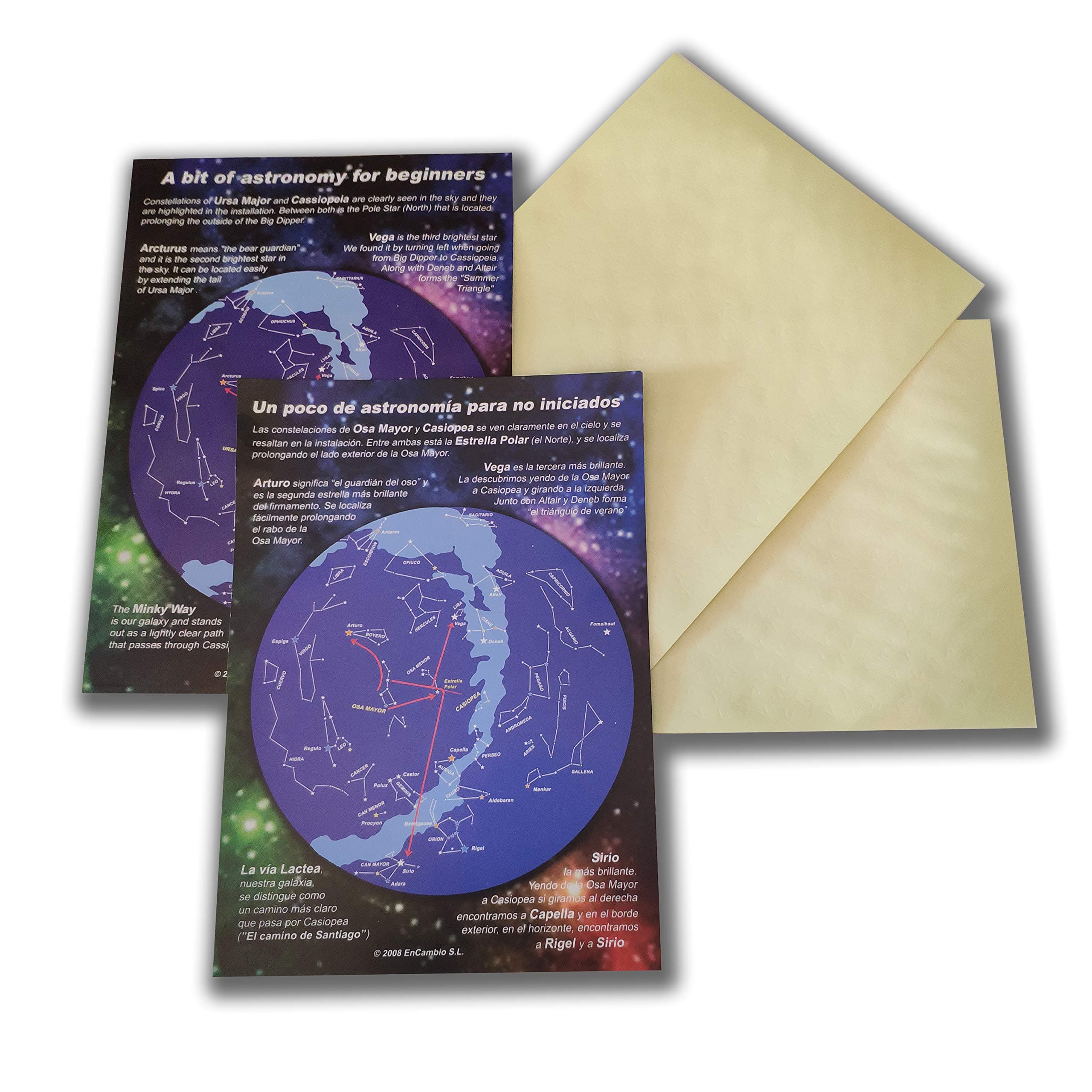 Encambio Alcrea 270 Fluorescent and Adhesive Stars for ceiling or wall + 1 sky map with main stars and constellations. Gift, ideal decoration to feel the sky at your fingertips