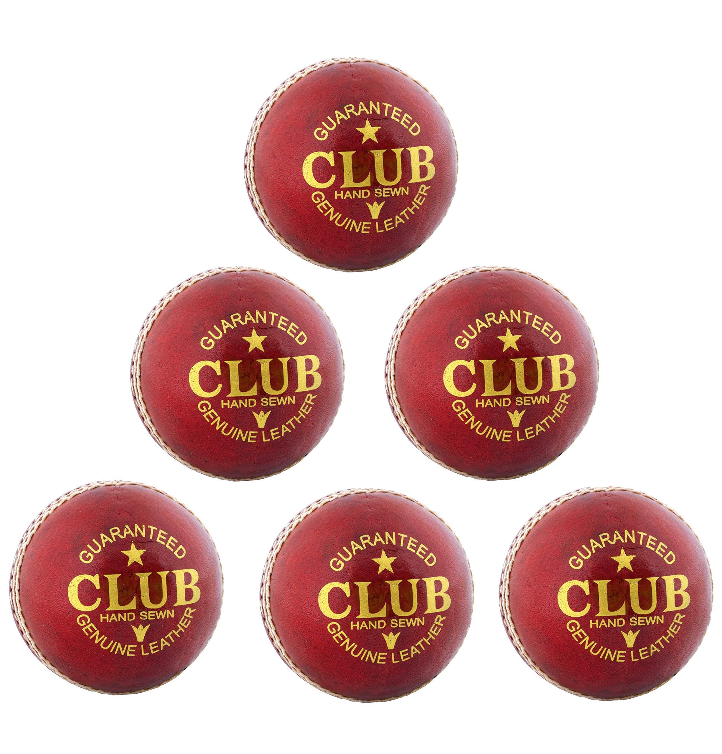 Priya Sports Leather Club Cricket Ball Red Pack of 6 (2Part)