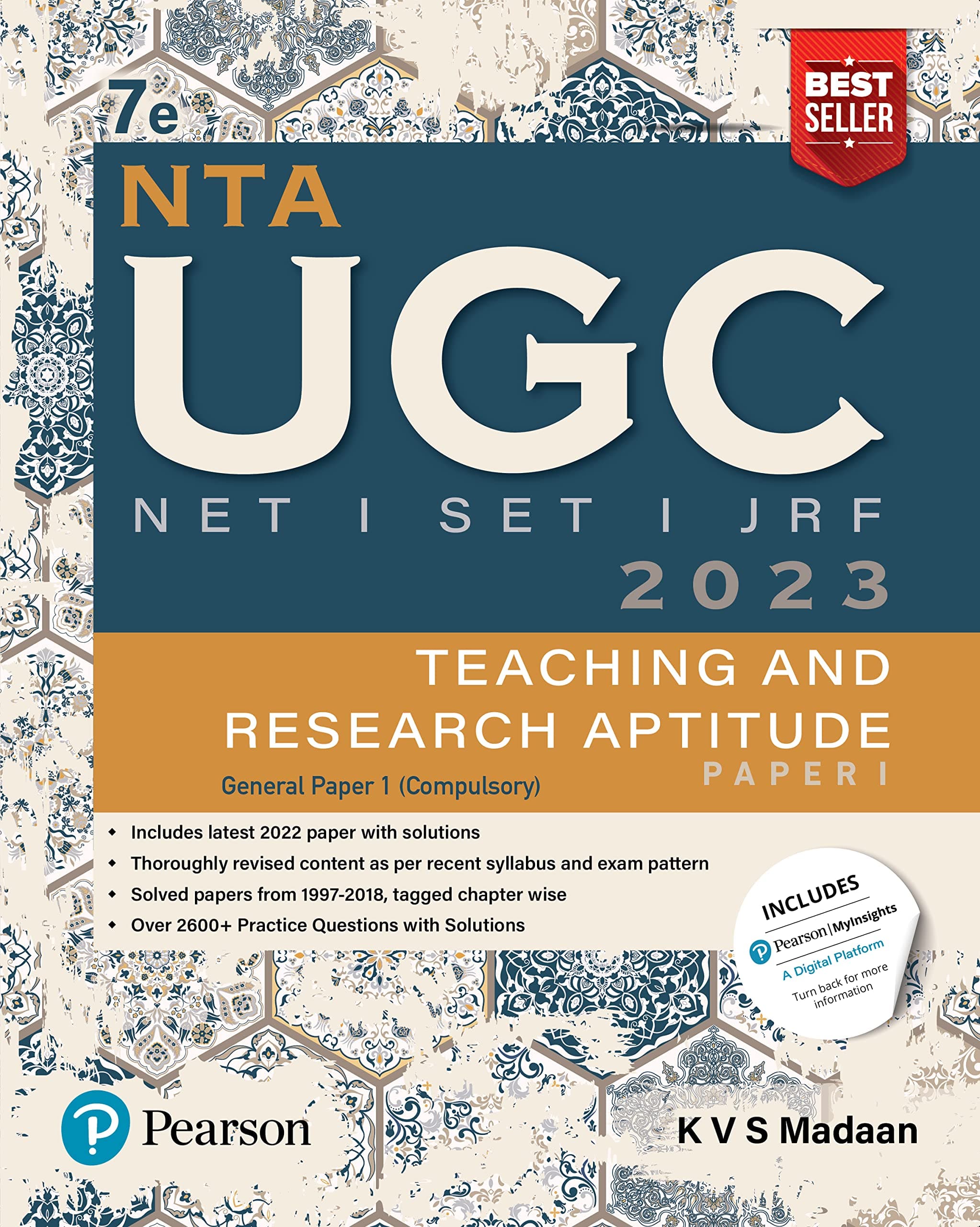NTA UGC NET /SET/JRF Paper 1, Teaching and Research Aptitude – 2023, Includes latest 2022 paper and 2600+ Practice Questions with Solutions | Includes NEP - 2020| 7th Edition - By Pearson Paperback – Big Book, 3 March 2023