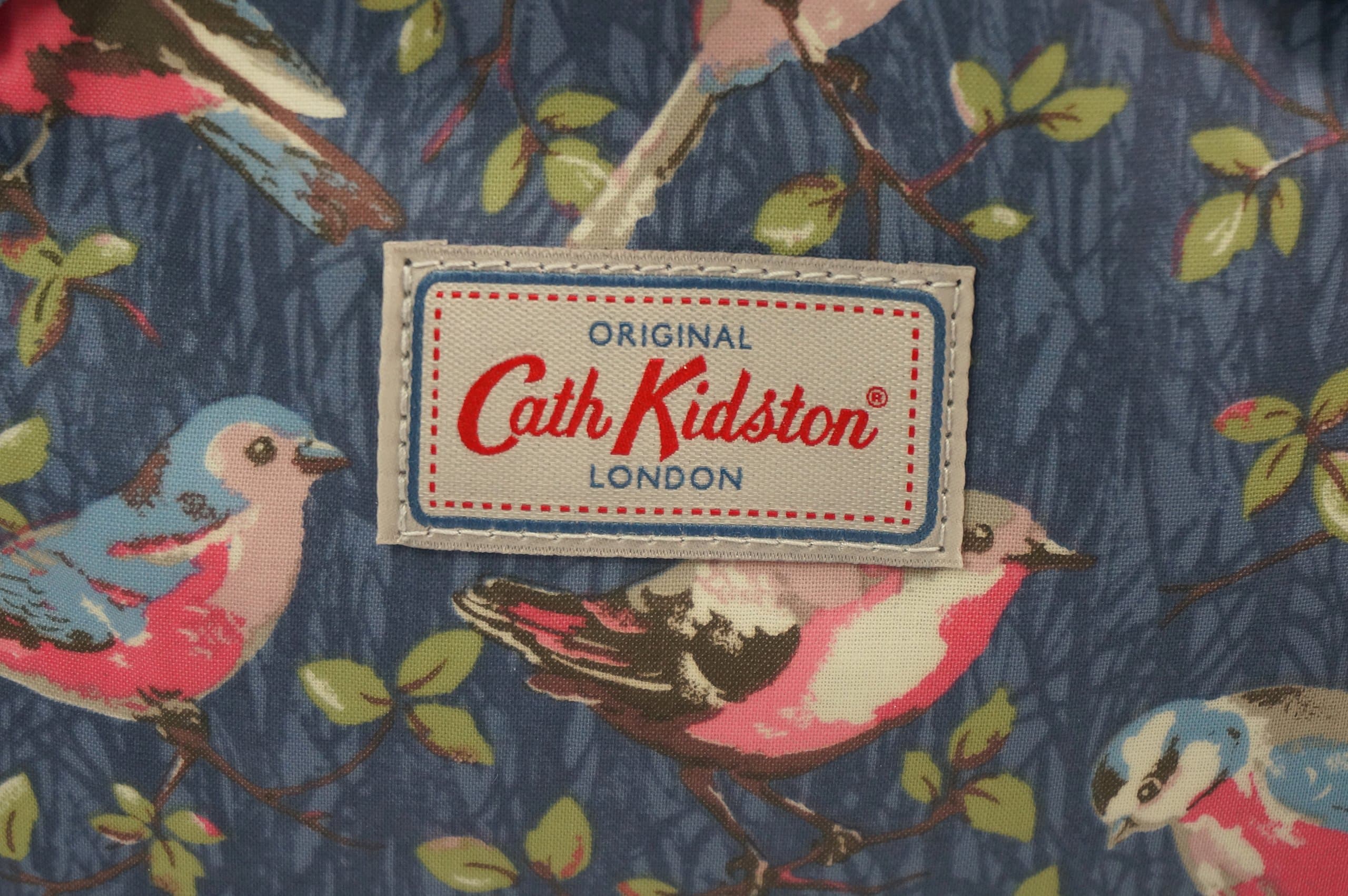 Cath Kidston Matt Oilcloth Multi Pocket Backpack Rucksack Small Garden Birds Mid Blue 16AW