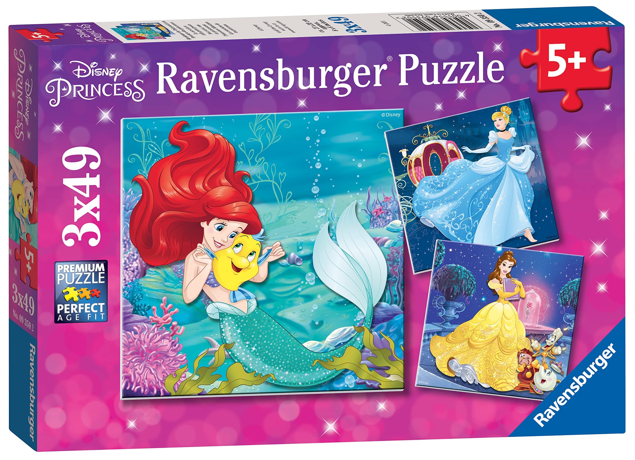 Ravensburger Disney Princess 3x 49 Piece Jigsaw Puzzles for Kids Age 5 Years and Up - Gifts for Girls