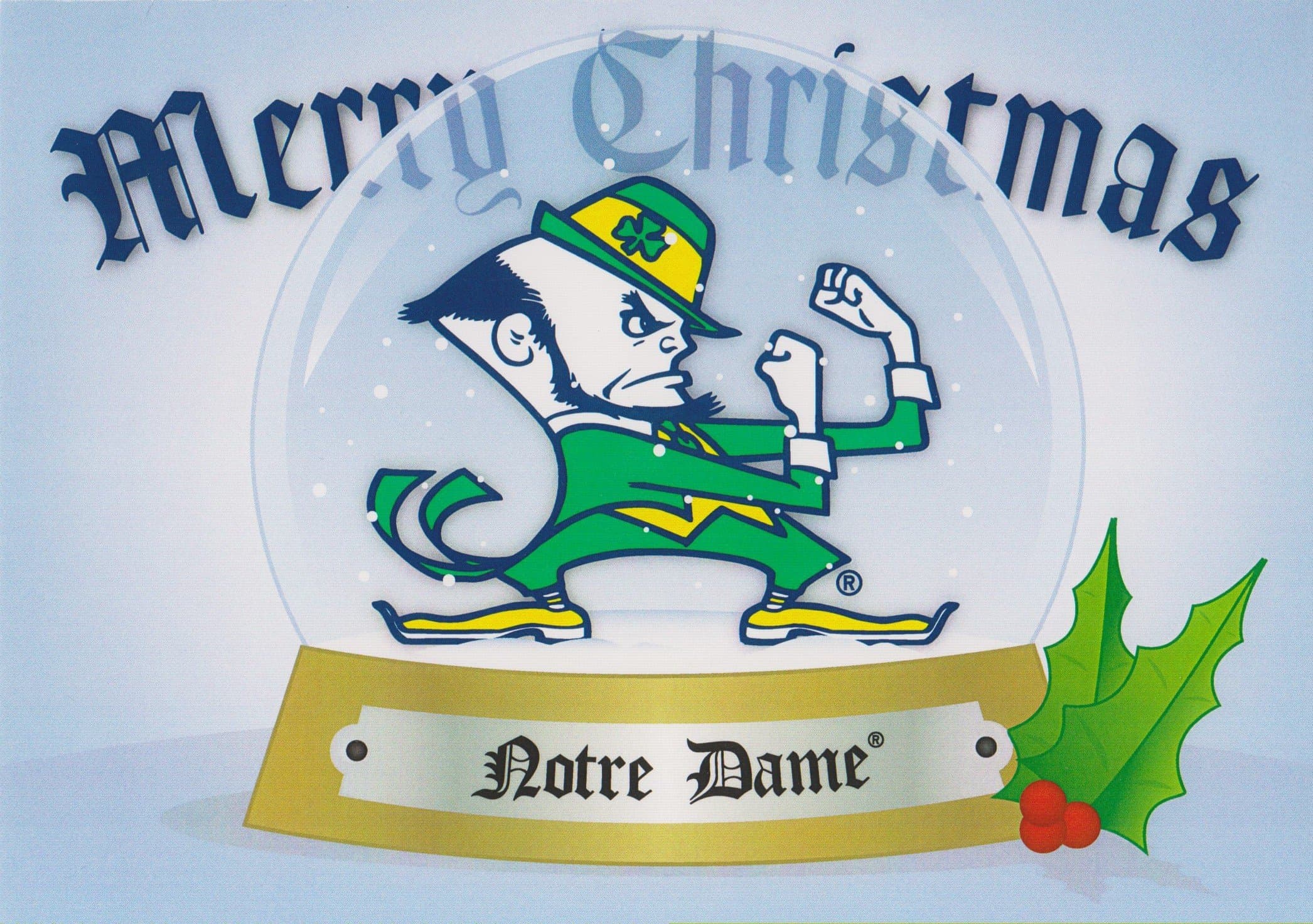 Notre Dame Fighting Irish NCAA 5x7 Snow Globe Holiday Cards - Set of 10