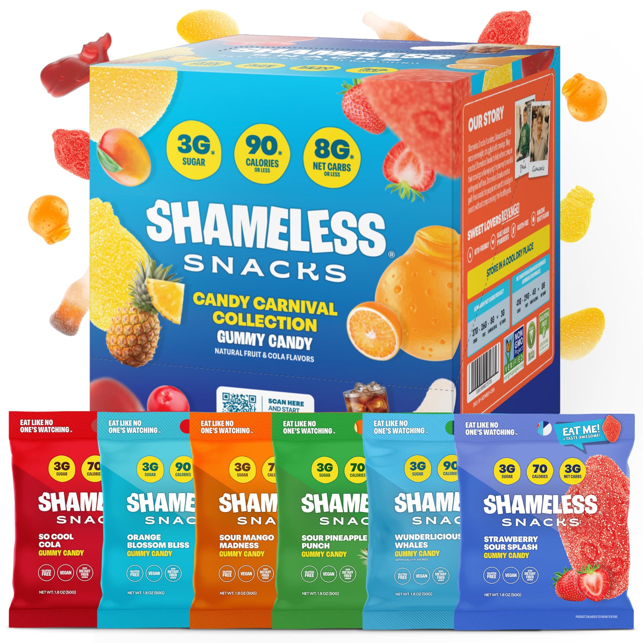 Shameless Snacks - 6 Pack Super Variety of Keto-Friendly Gummies (Gluten-Free)