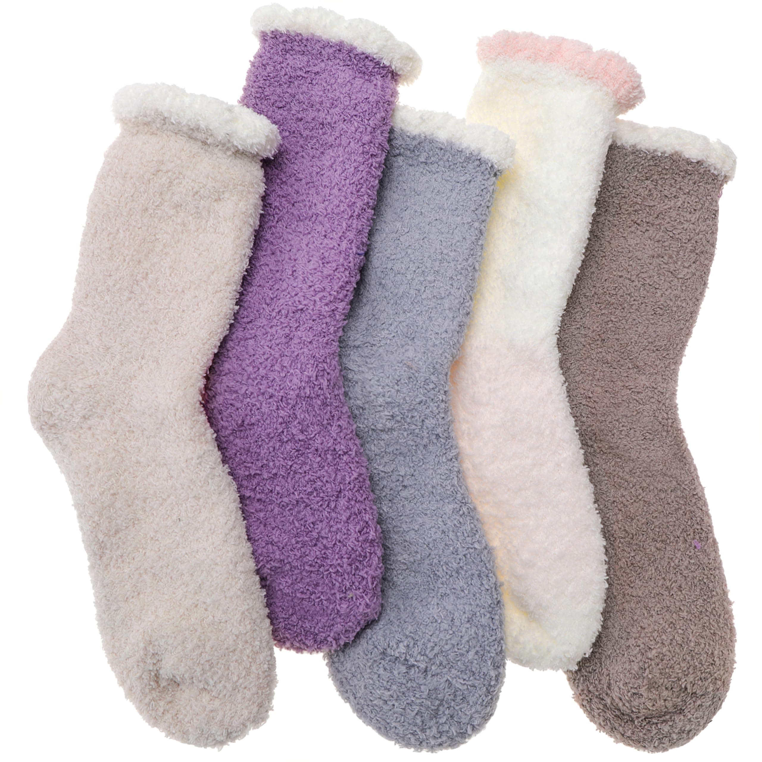 Womens Fuzzy Slipper Socks Warm Thick Knit Heavy Fleece lined Fluffy Christmas Stockings Winter Socks