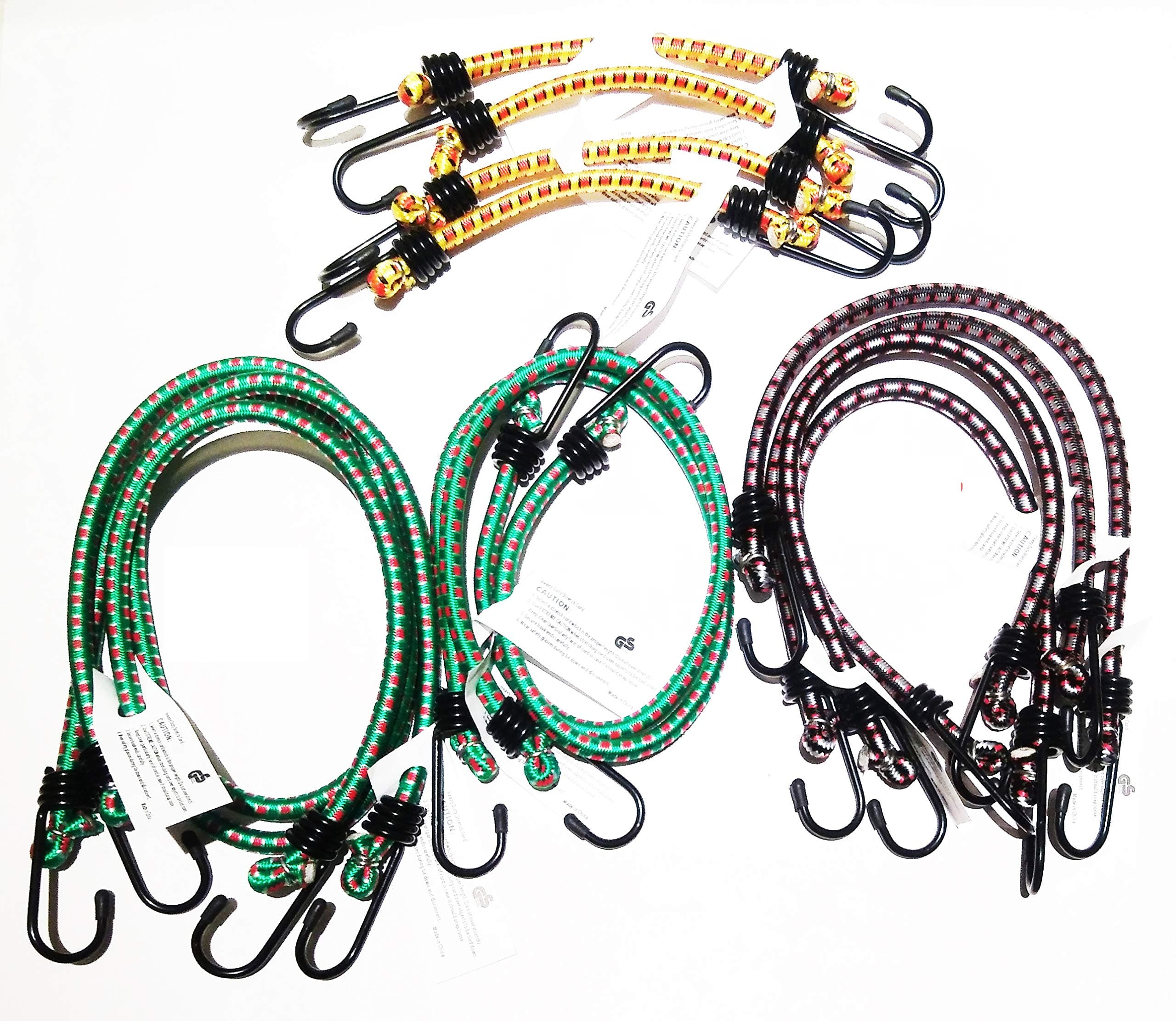 German GS Certification Diameter 8mm Bungee Cord 12 Pieces in Jar Including 10” 4pcs, 18” 4pcs, 24” 2pcs, 36” 2pcs