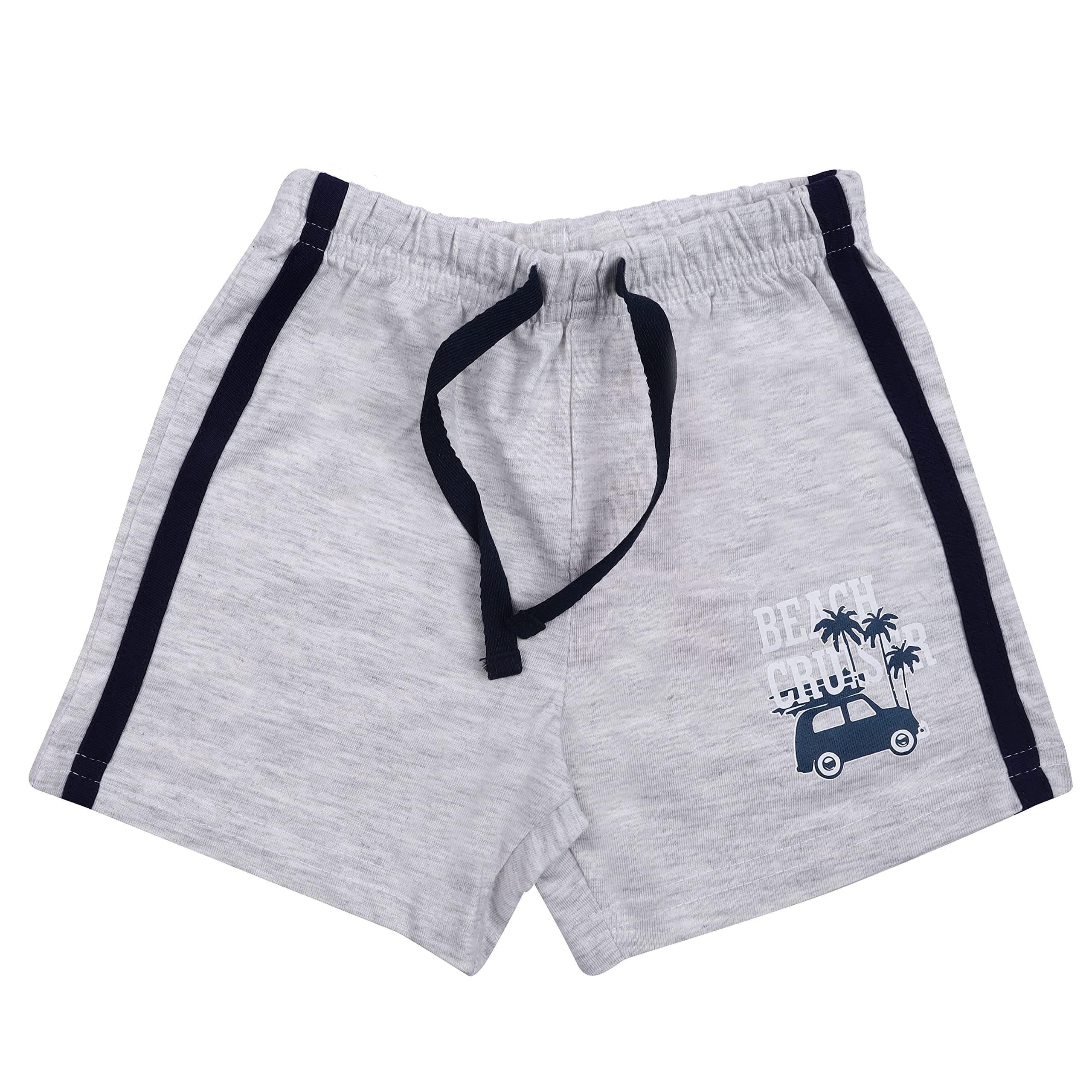 Trendy Tots Boy's Cotton Shorts with Solid Pattern (Grey)