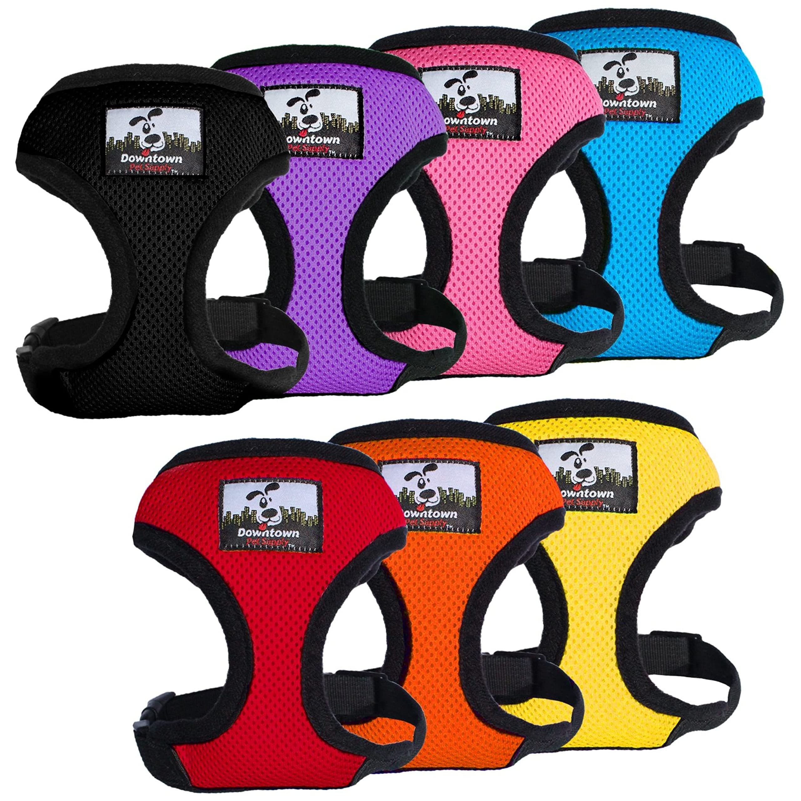 Downtown Pet Supply - Dog Harness for Small Dogs No-Pull - Step in Dog Harness - Padded Mesh Fabric Dog Vest with Adjustable Belly Belt & Quick-Snap Clip - Black - 11-13 in Neck - Large Dog Harness