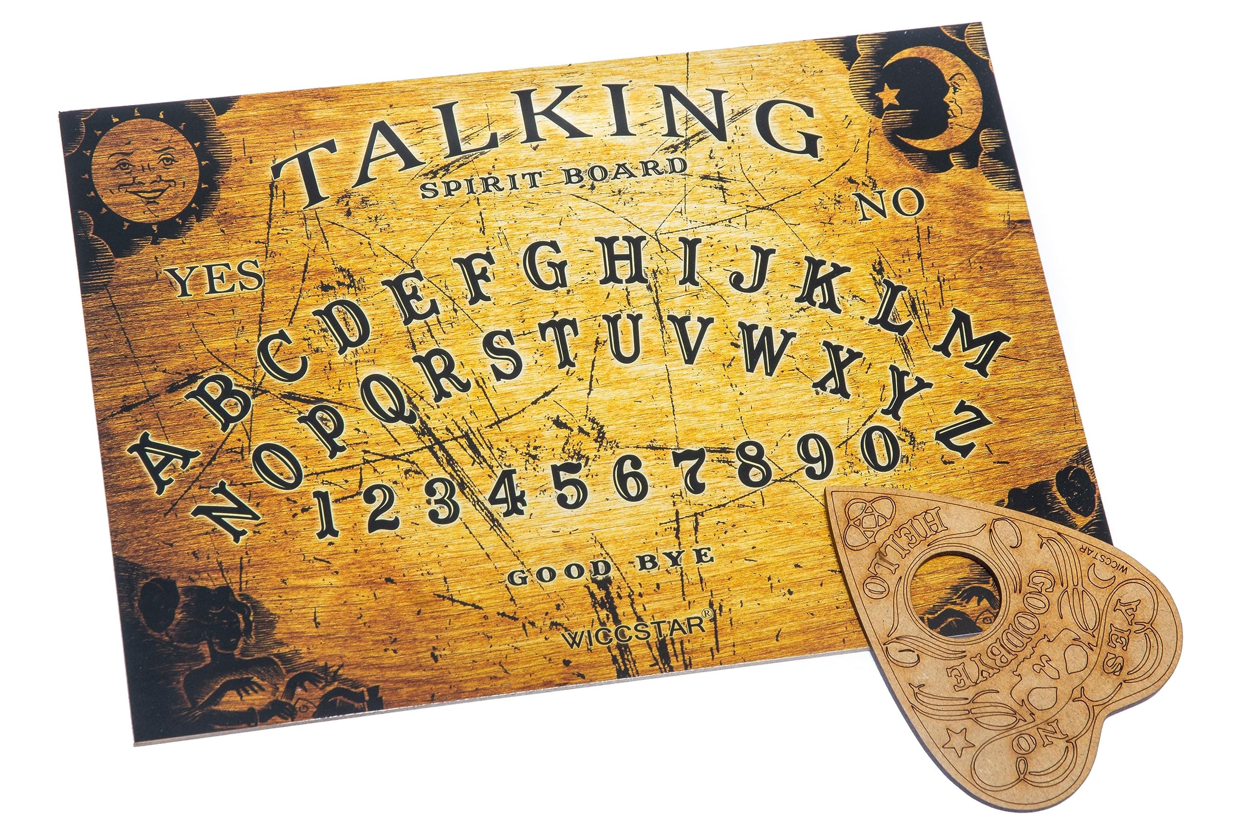 Wooden Ouija Board game with Planchette and detailed instruction for spirit hunt