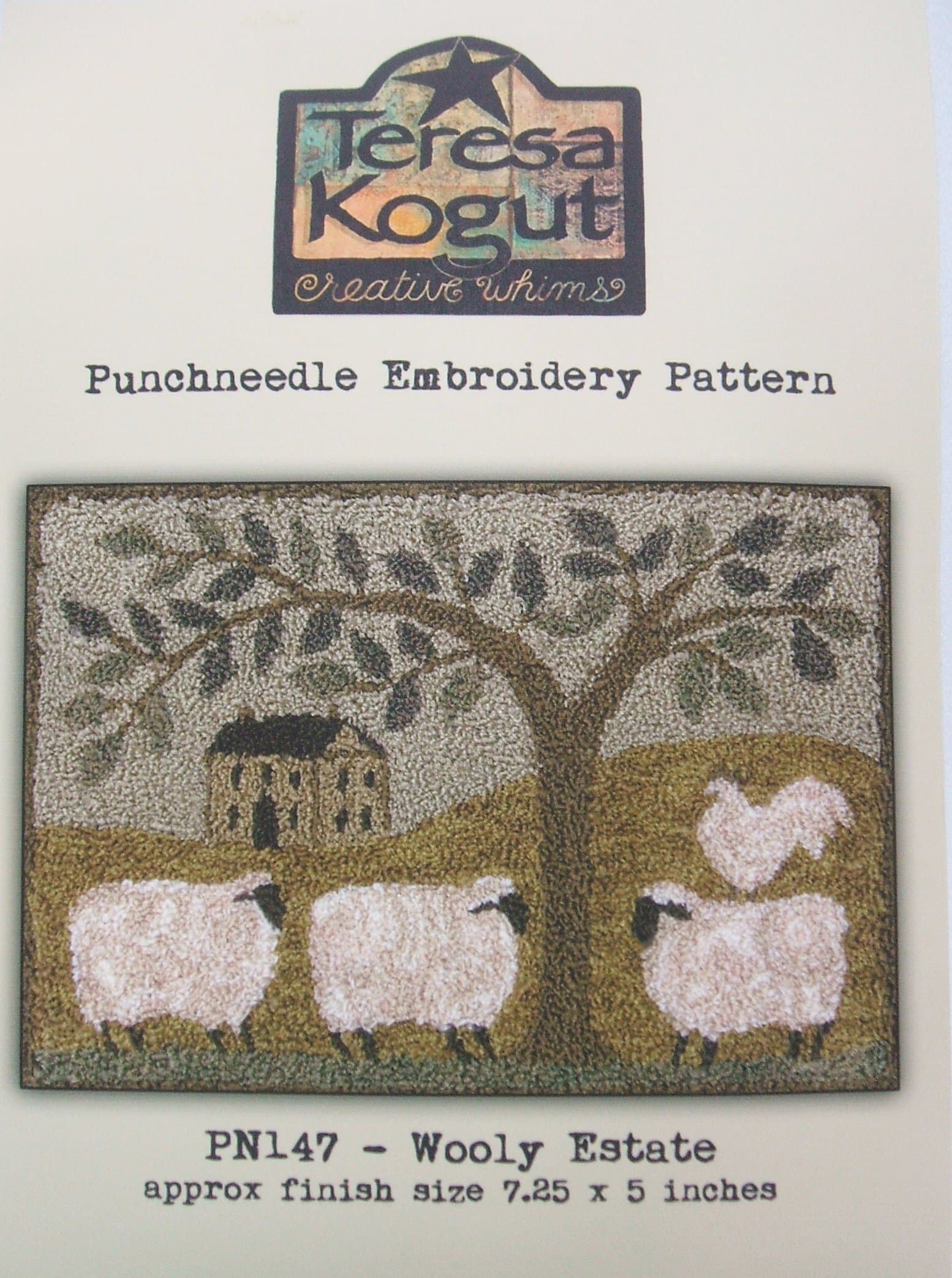 Wooly Estate Sheep Punchneedle Punch Needle Embroidery Teresa Kogut Pattern PN147