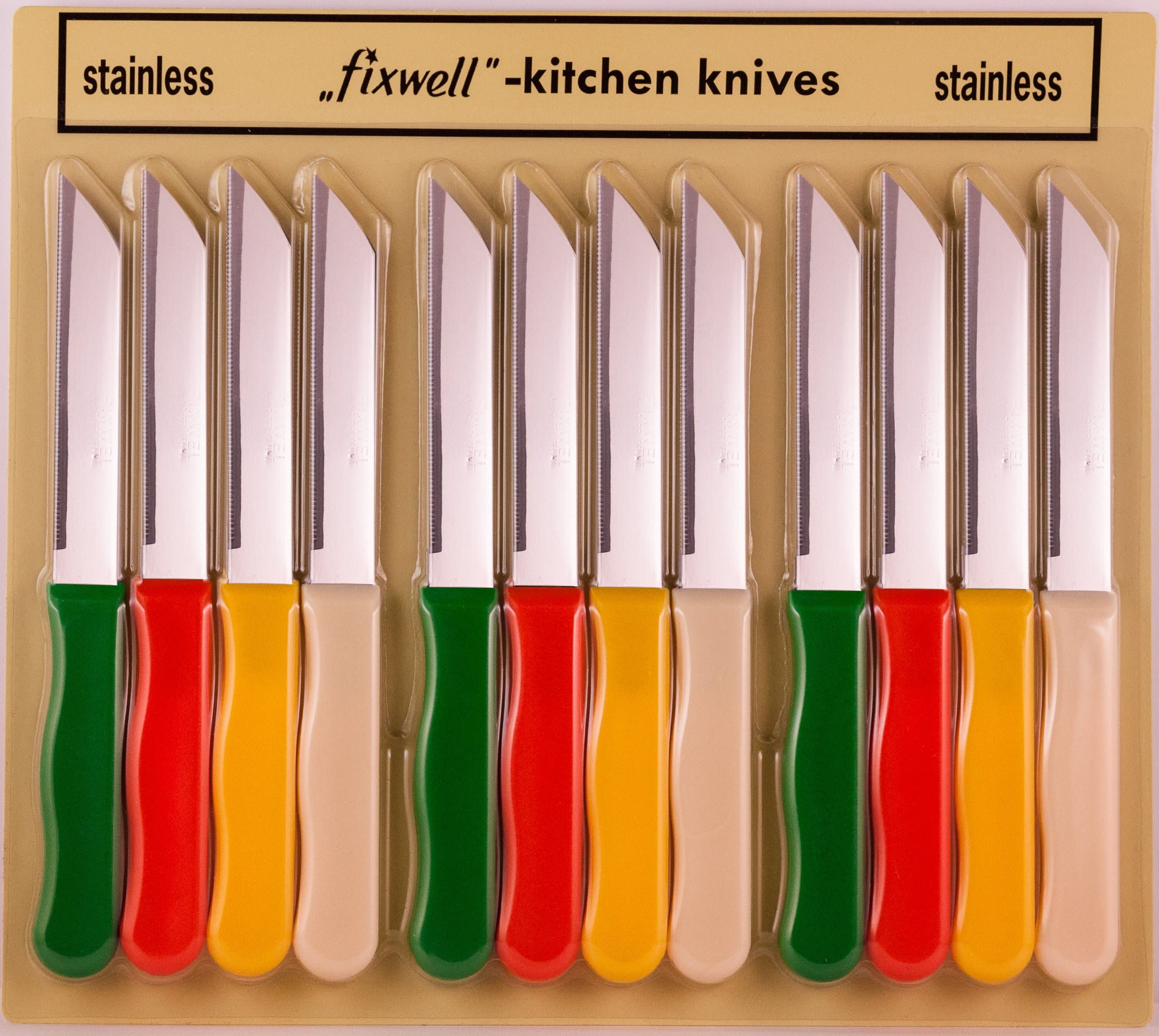 Fixwell Knives 12pc Basic Line Set, Multicolor Handles