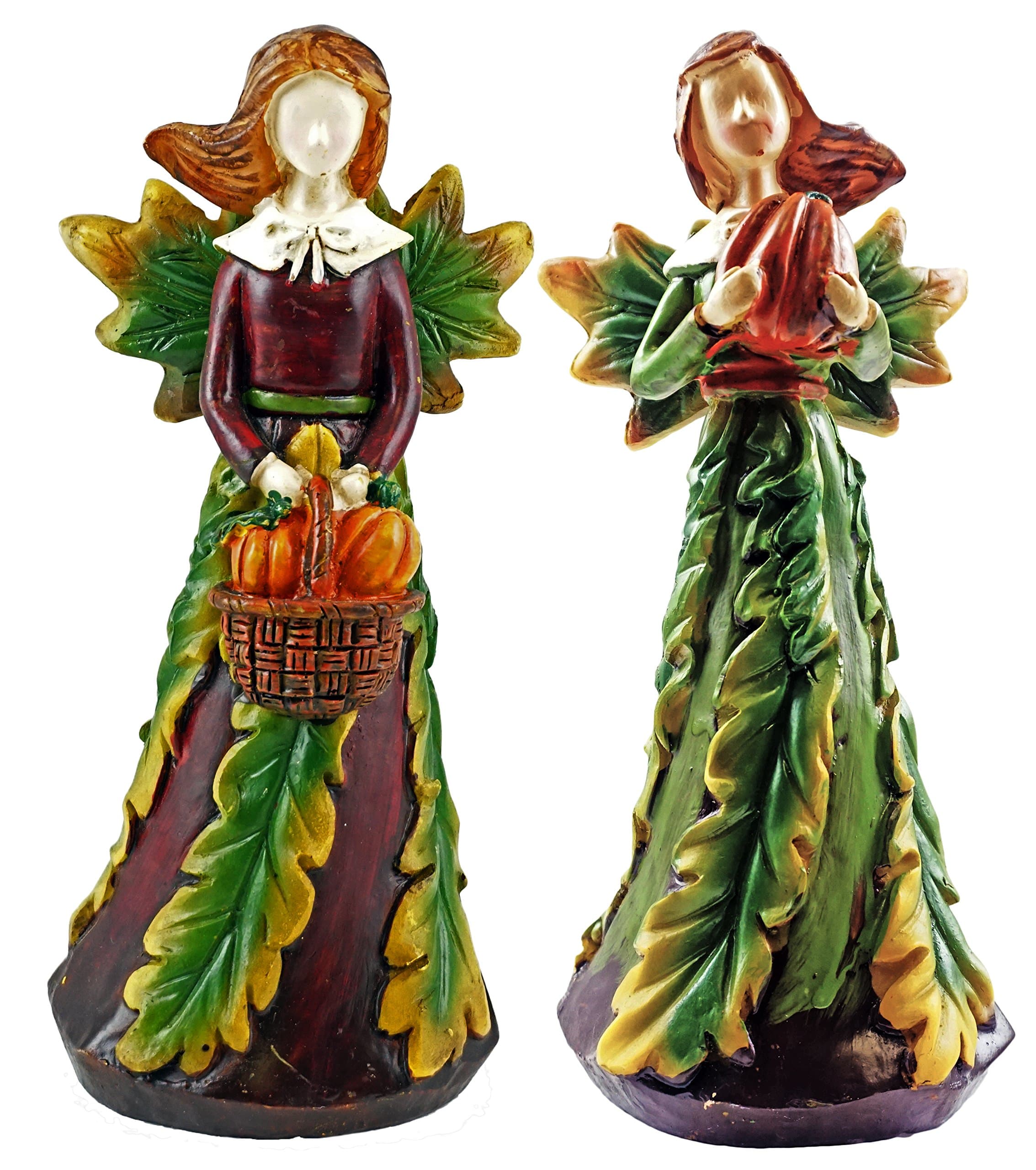 SJL Company Fall Harvest Pilgrim Angel Figurines Set of 2
