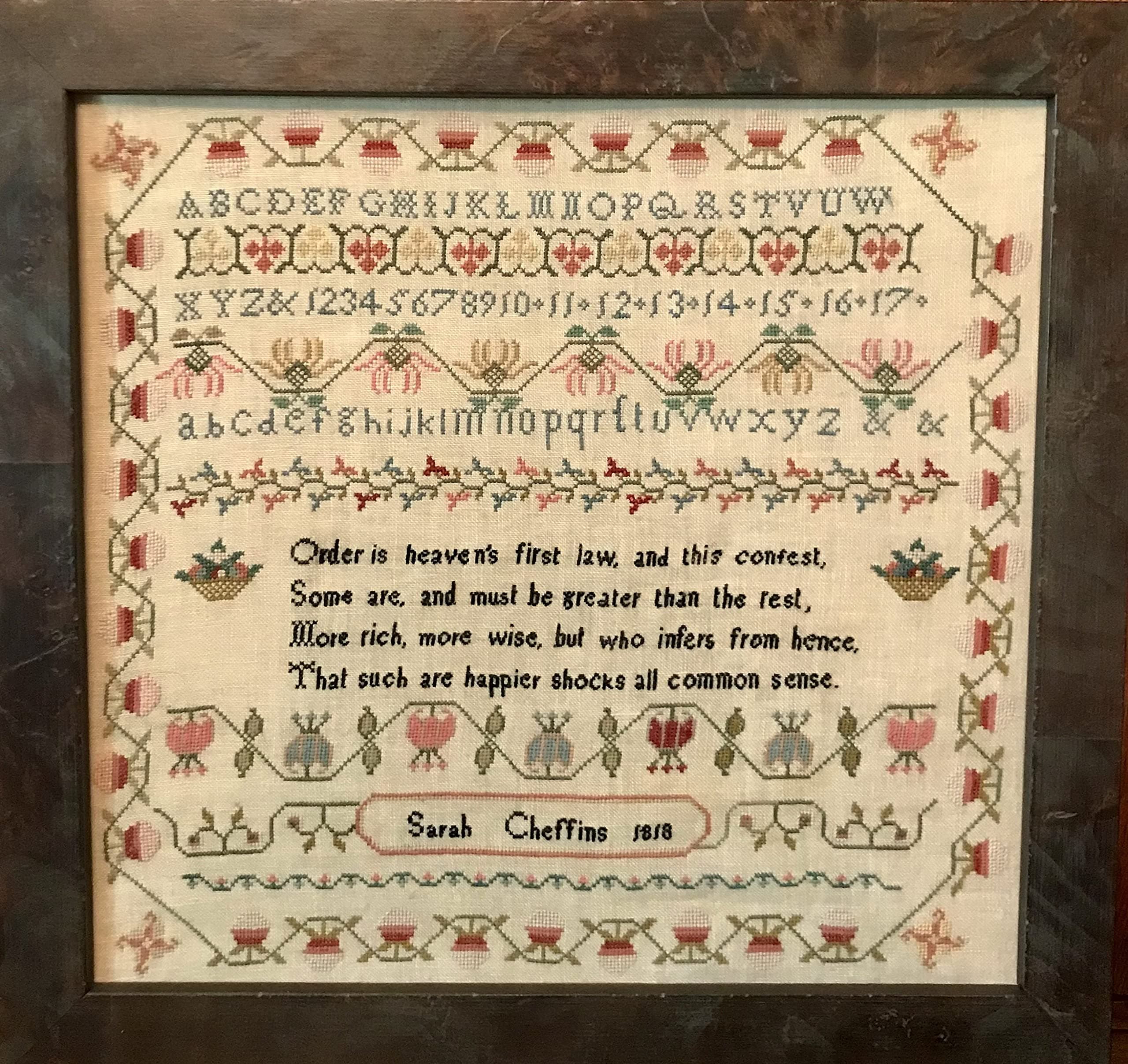 Sarah Cheffins 1818 Sampler Reproduction Chart by Merry Wind Farm