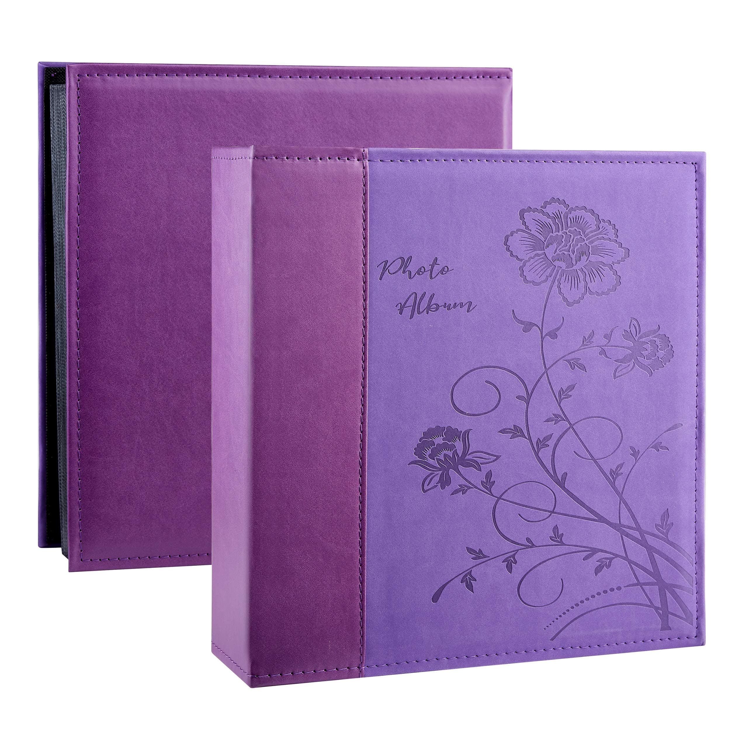 Artmag Photo Album 4x6 600 Photos, Extra Large Capacity Leather Cover Wedding Family Photo Albums Holds 600 Horizontal and Vertical 4x6 Photos with Black Pages(Purple)