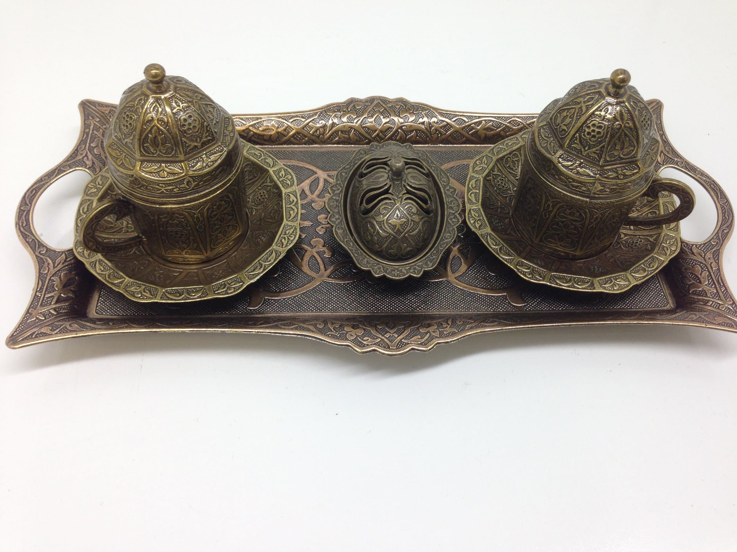 Ottoman Style Turkish Coffee, Espresso Copper Set of 2