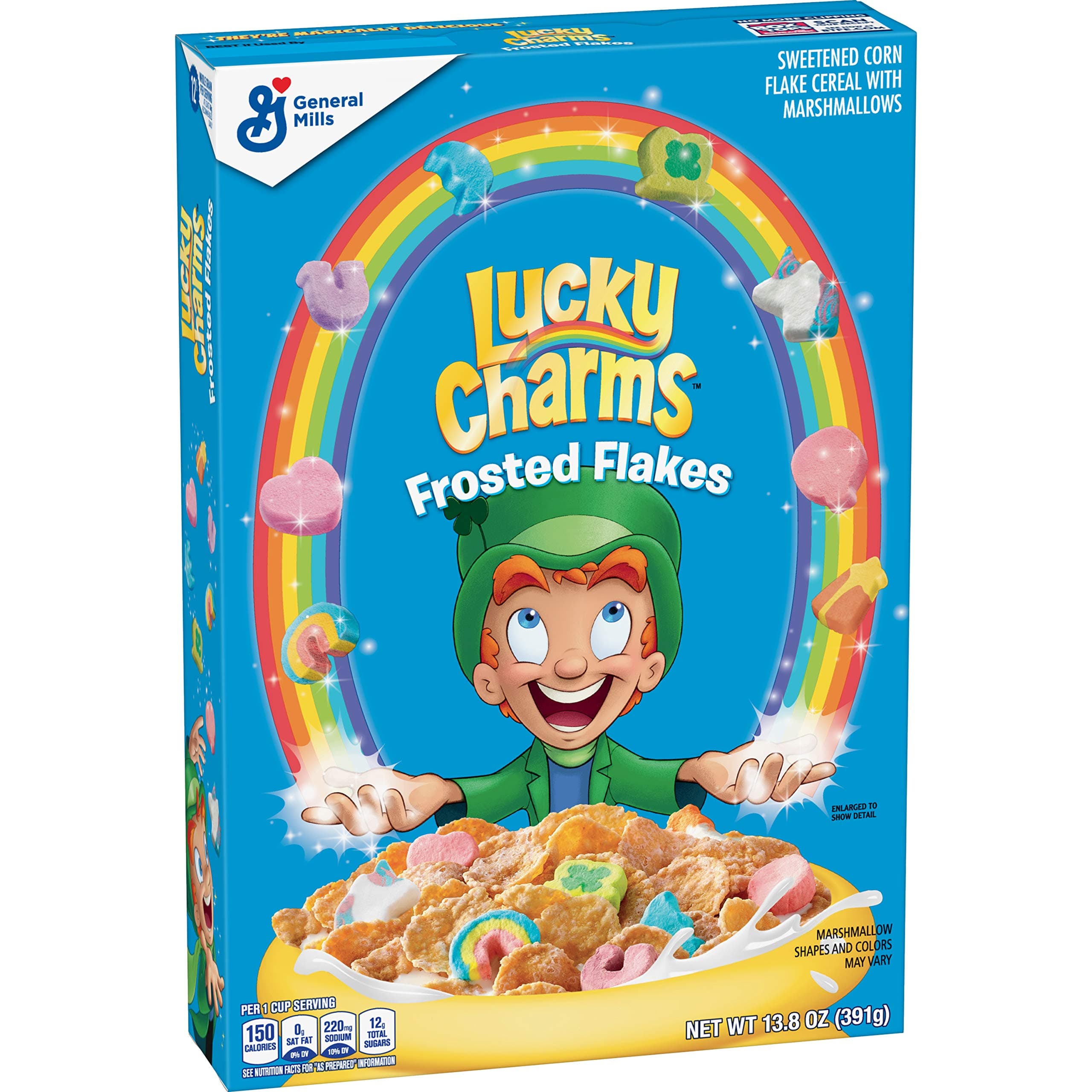 Lucky Charms Frosted Flakes, Marshmallow Cereal, Whole Grain, Unicorns, 13.8 oz