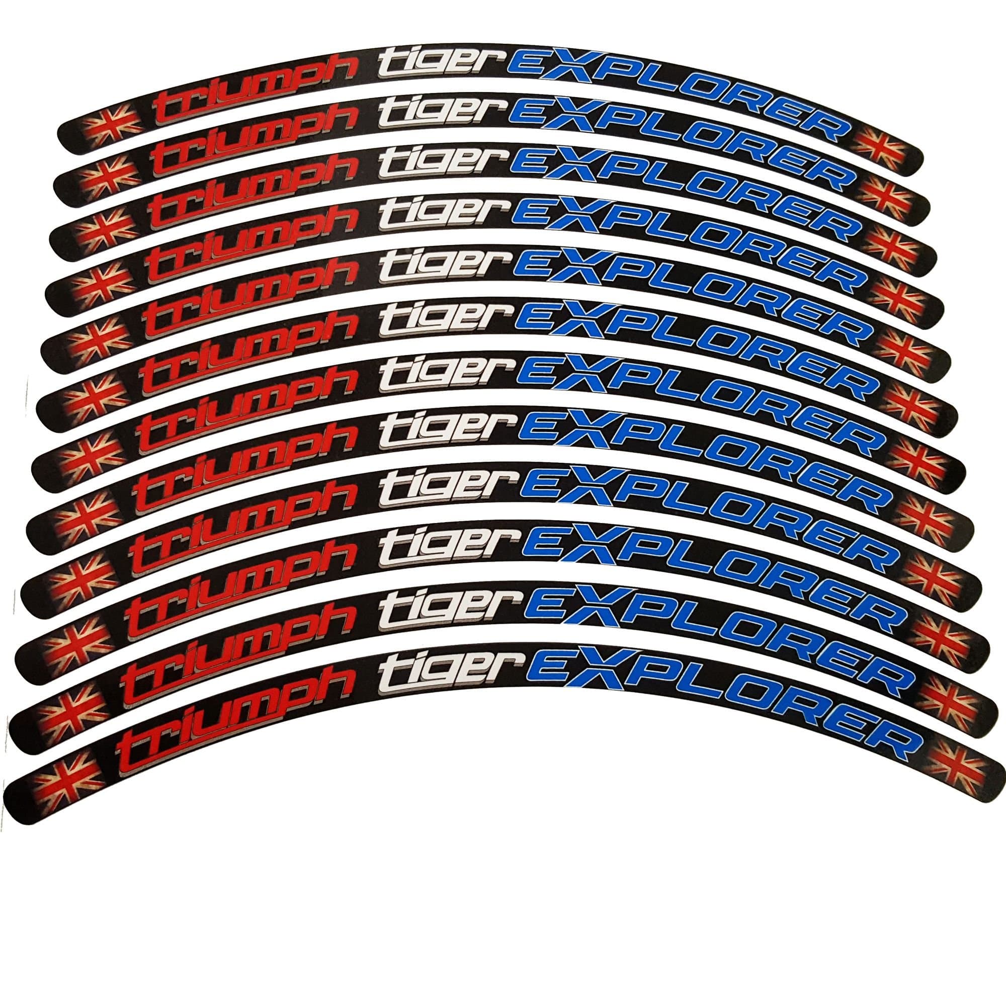Triumph Tiger Explorer Wheel Rim Graphics Decals Stickers x 12 Style 2