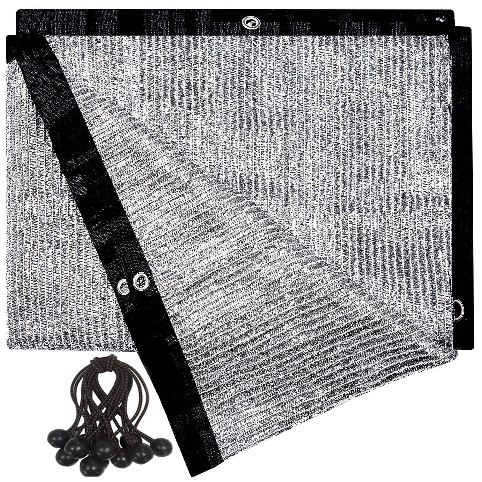 70% Aluminum Shade Cloth 10 FT x 12 FT, Durable Mesh Silver Tarps with Grommets and Ball Bungee,Reflective Sun Shade Net Cover for Pet Shade, Car Cover, Patio Garden, Pergola, Plants Growing, Pools