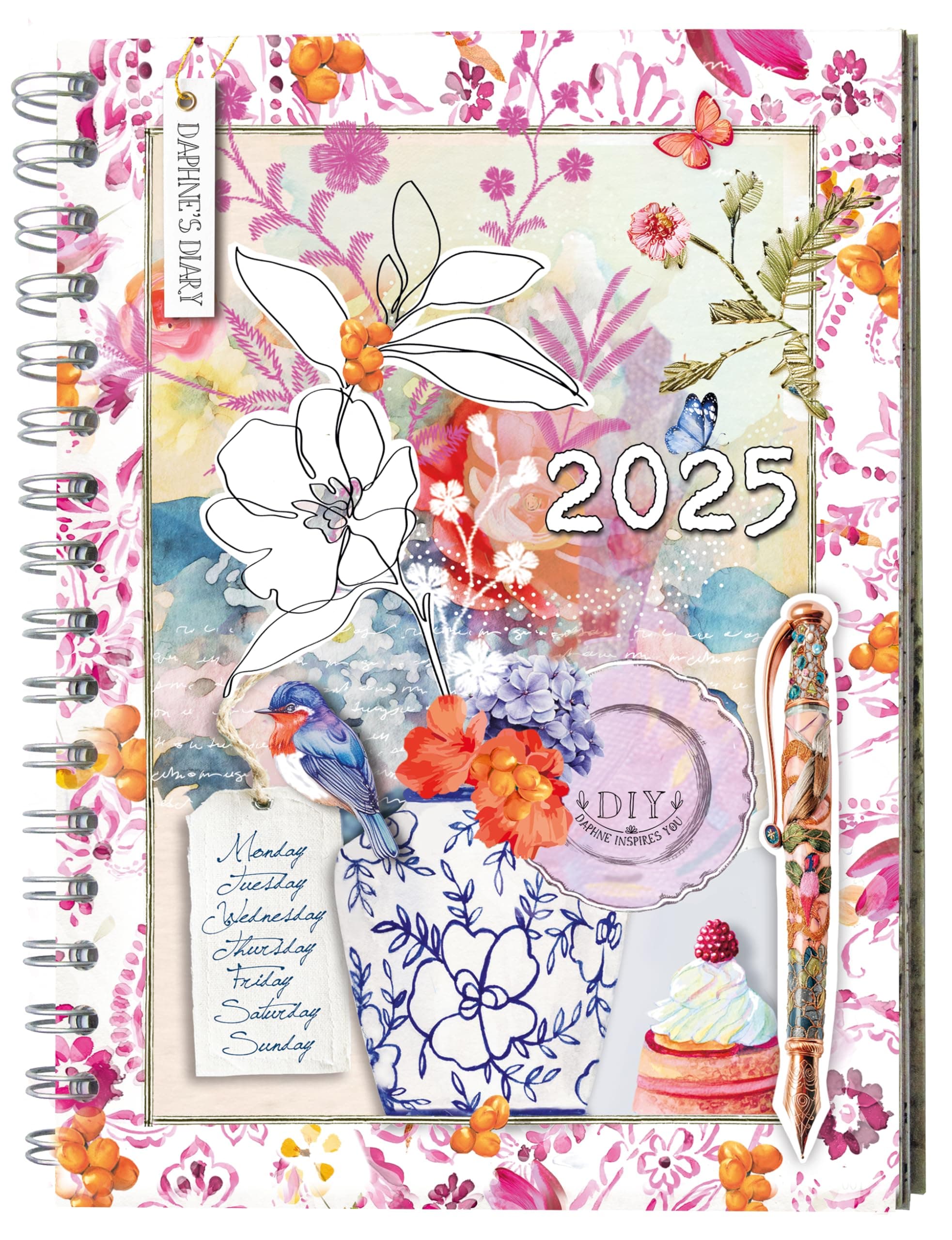 Daphne's Diary - Taschenkalender 2025: Mit Kalendarium, Platz für Notizen, Einkaufs- und To-do-Listen, Ausmal-Motiven u.v.m.