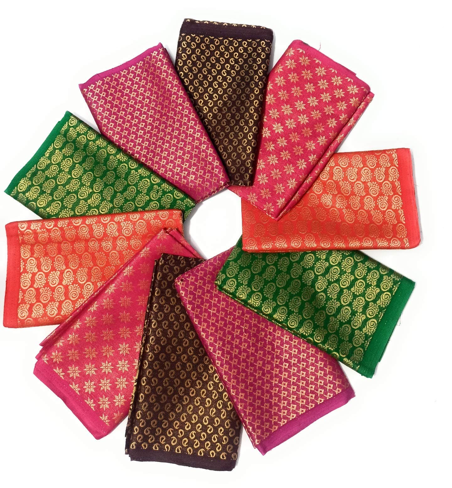 Women's Cotton Blend Multicolor Unstitched Blouse Materials 1 meters Each (Pack of 10 Pieces, Free Size)