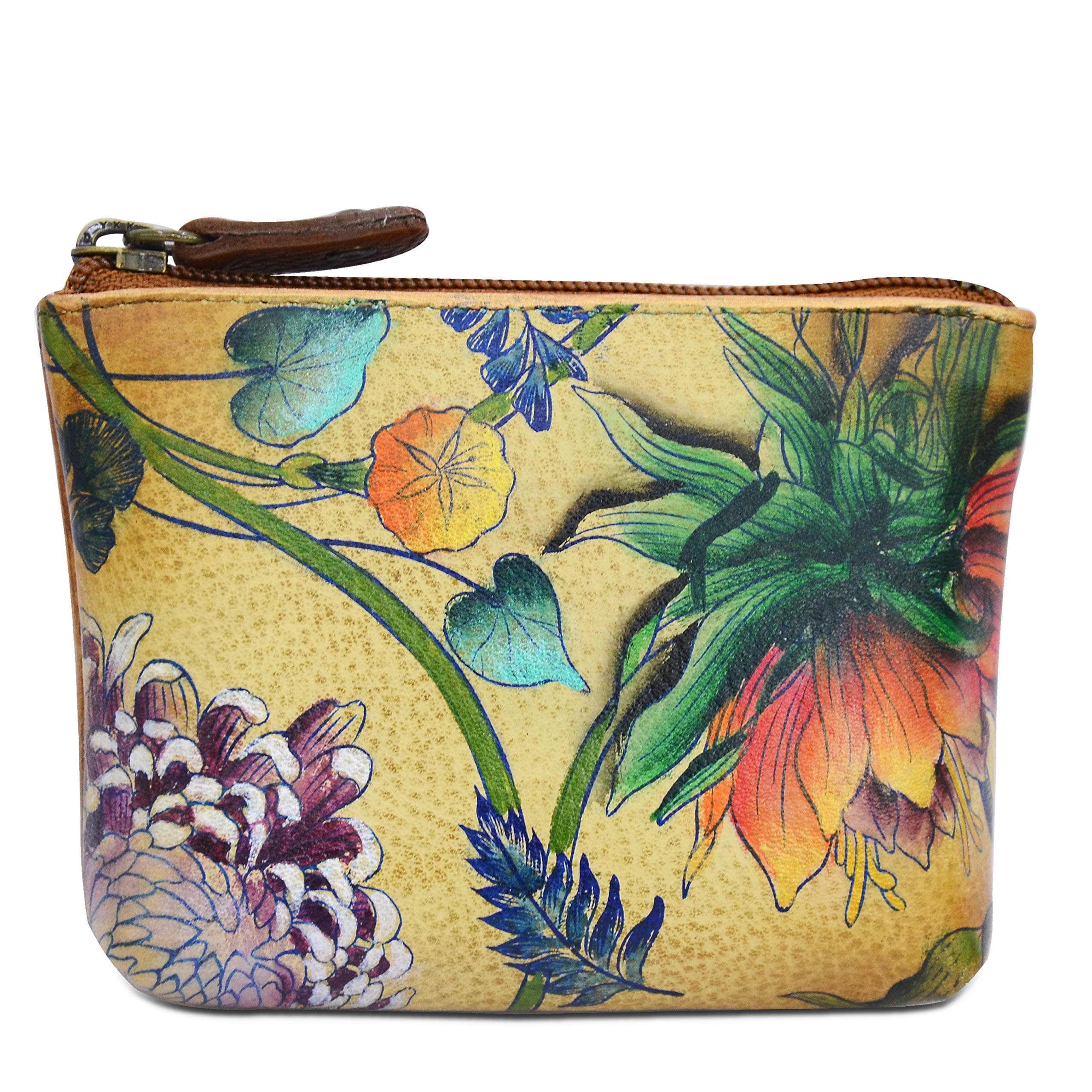Womens Leather Coin Purse, Genuine Soft Leather, Hand-painted Original Art