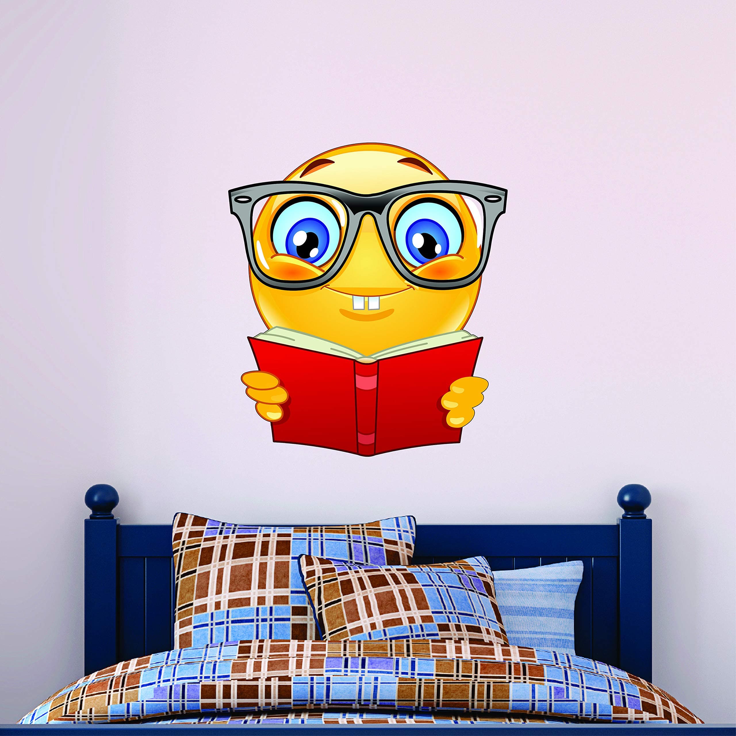 Bookworm Emoji Wall Decal Kids Wall Sticker Emoticon