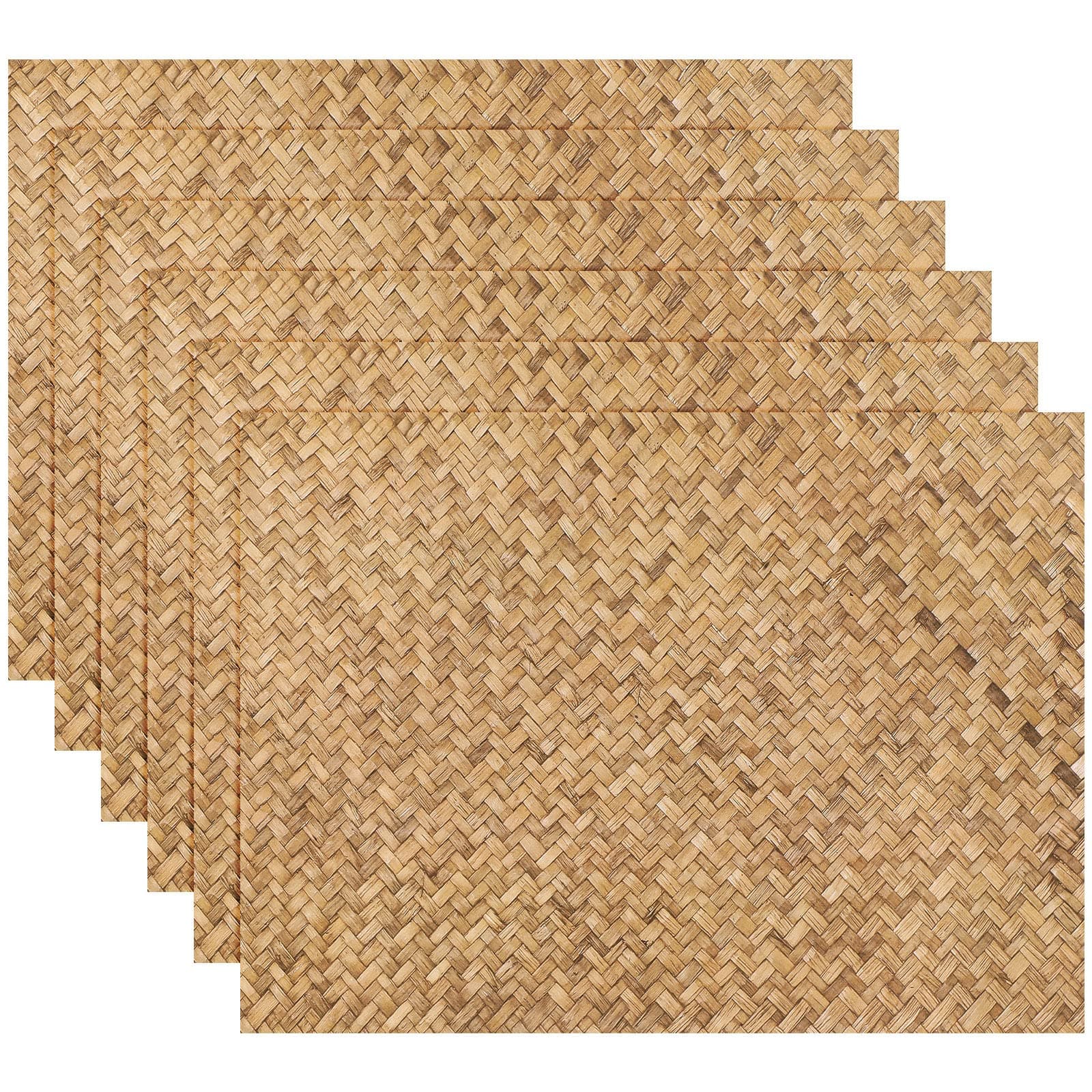 Geyee 100 Pcs Rattan Paper Place Mats Farmhouse Disposable Wicker Printed Paper Place Mats for Dinner Plates Woven Pattern Rectangle Table Mats for Dining Wedding (11.8 x 15.7 Inches)