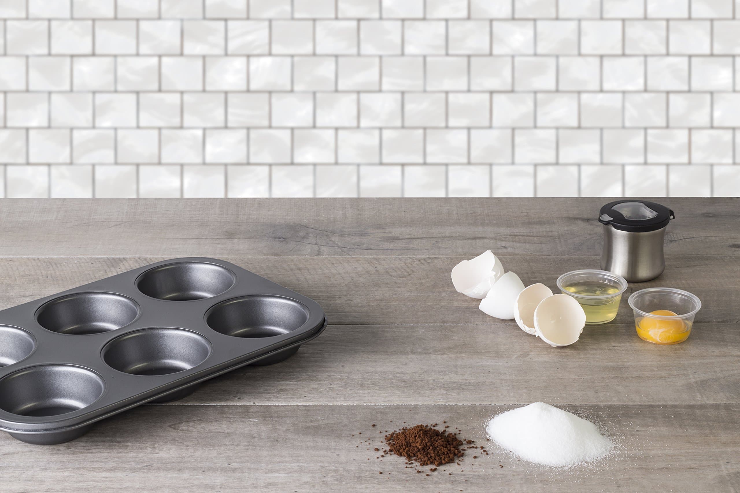 sillpro Deluxe Nonstick Bakeware, Professional 6 Cup Muffin Pan, Charcoal colored.